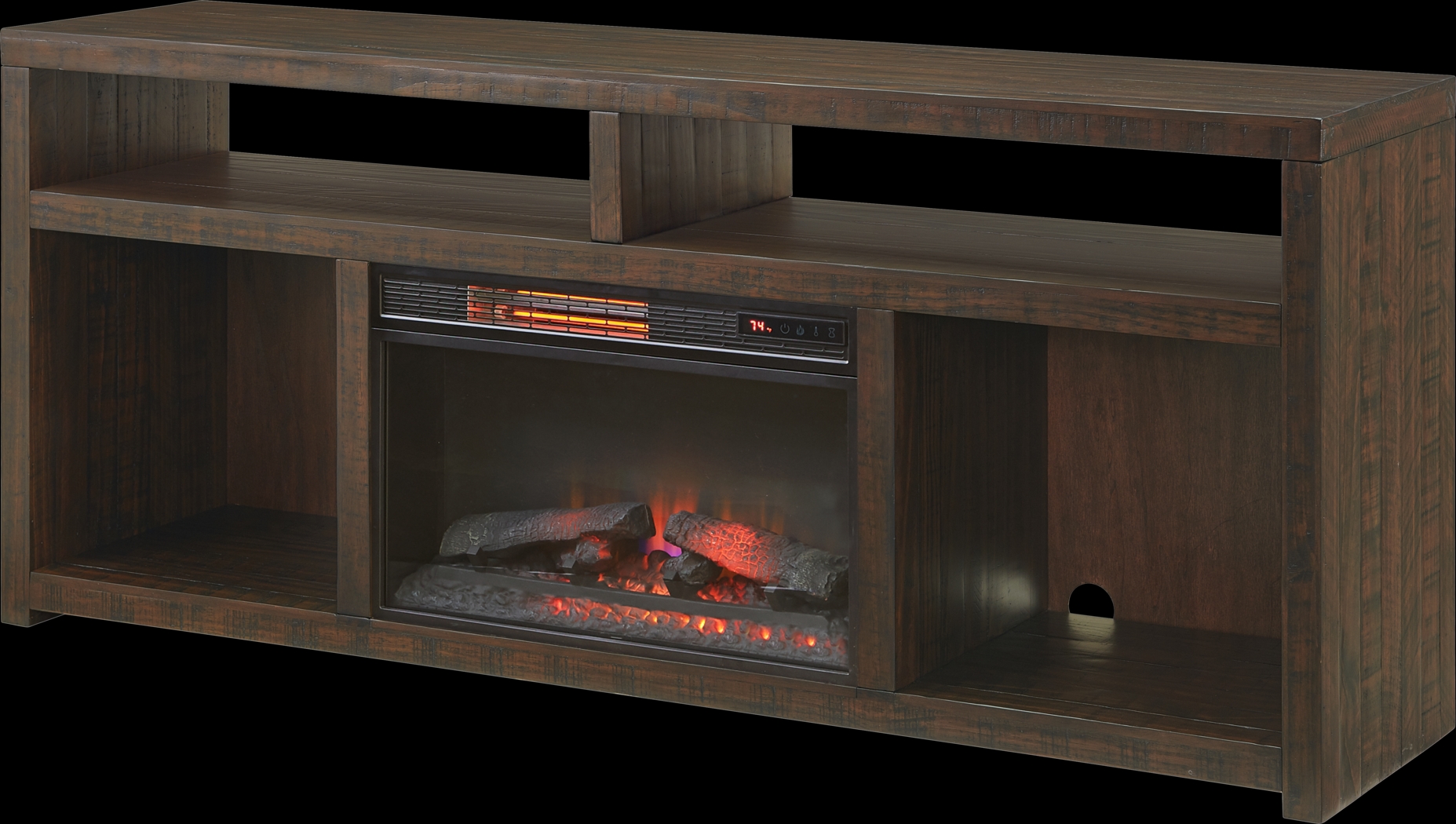 Dubuque Brown 70 in. Console with Electric Fireplace - Thumbnail - Image 2