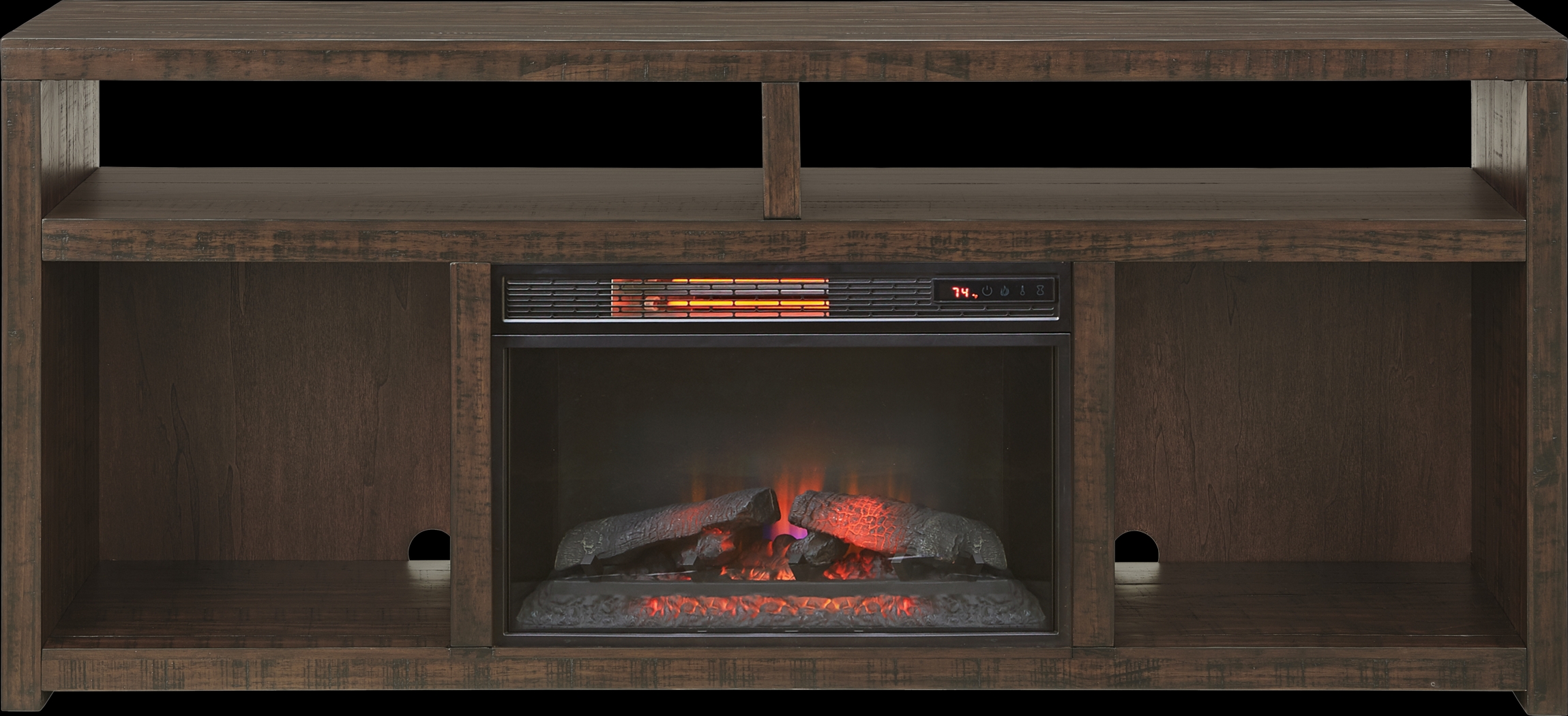 Dubuque Brown 70 in. Console with Electric Fireplace - Thumbnail - Image 1