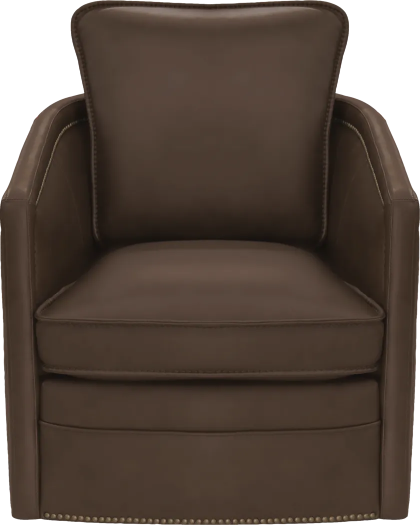 Duke Chocolate Leather Swivel Chair - Image 2