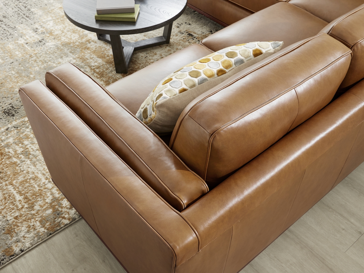 Duluth Caramel Leather 6 Pc Sectional Living Room - Thumbnail - Image 6