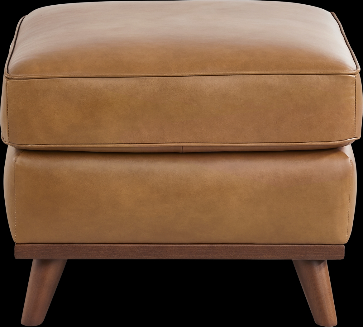 Duluth Caramel Leather Ottoman - Thumbnail - Image 1