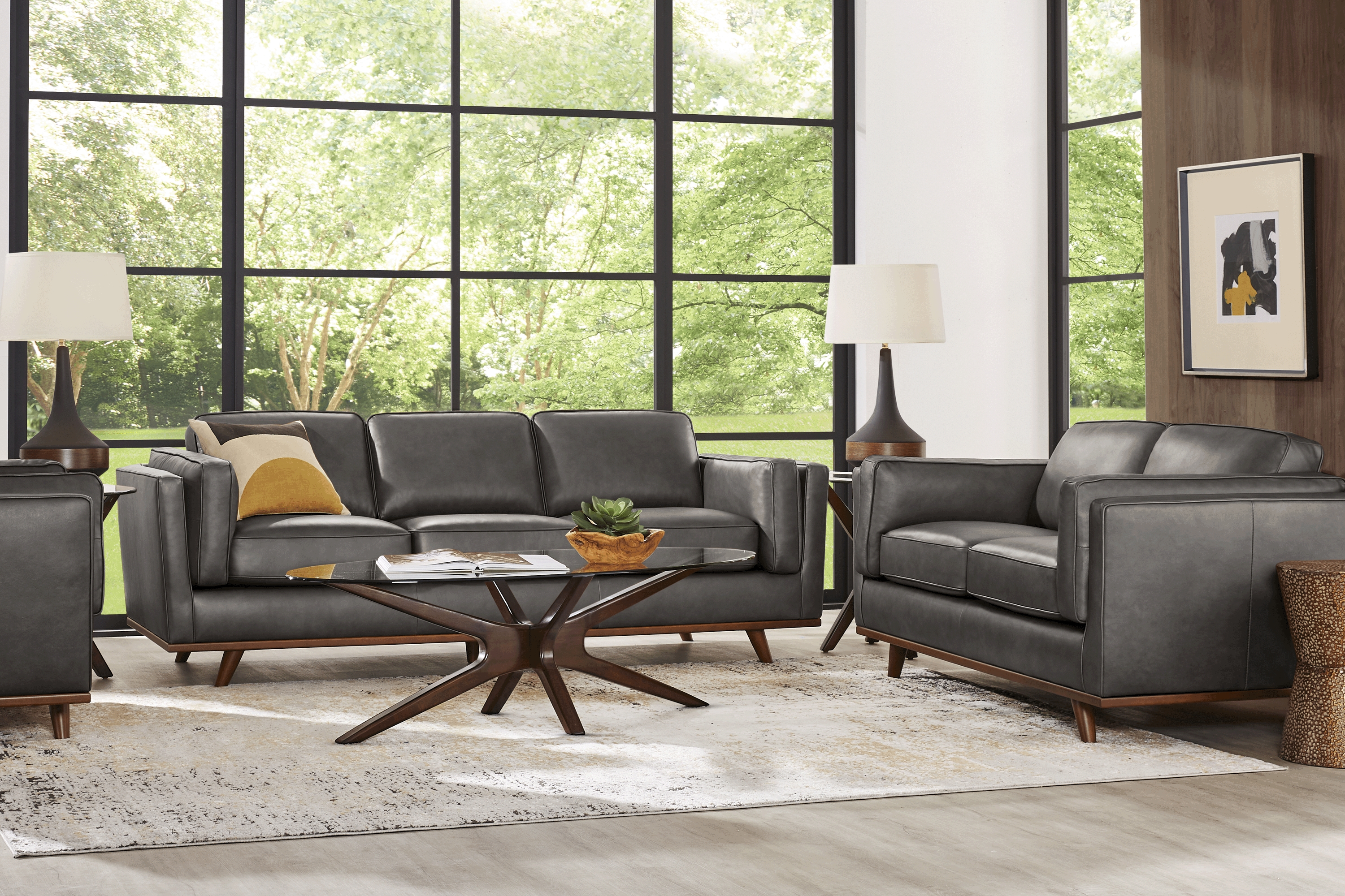 Duluth Gray Leather 7 Pc Living Room - Thumbnail - Image 1