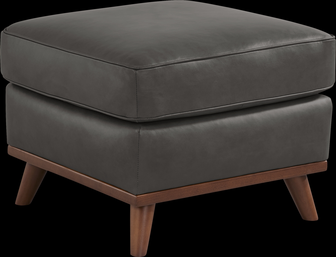 Duluth Gray Leather Ottoman - Thumbnail - Image 2