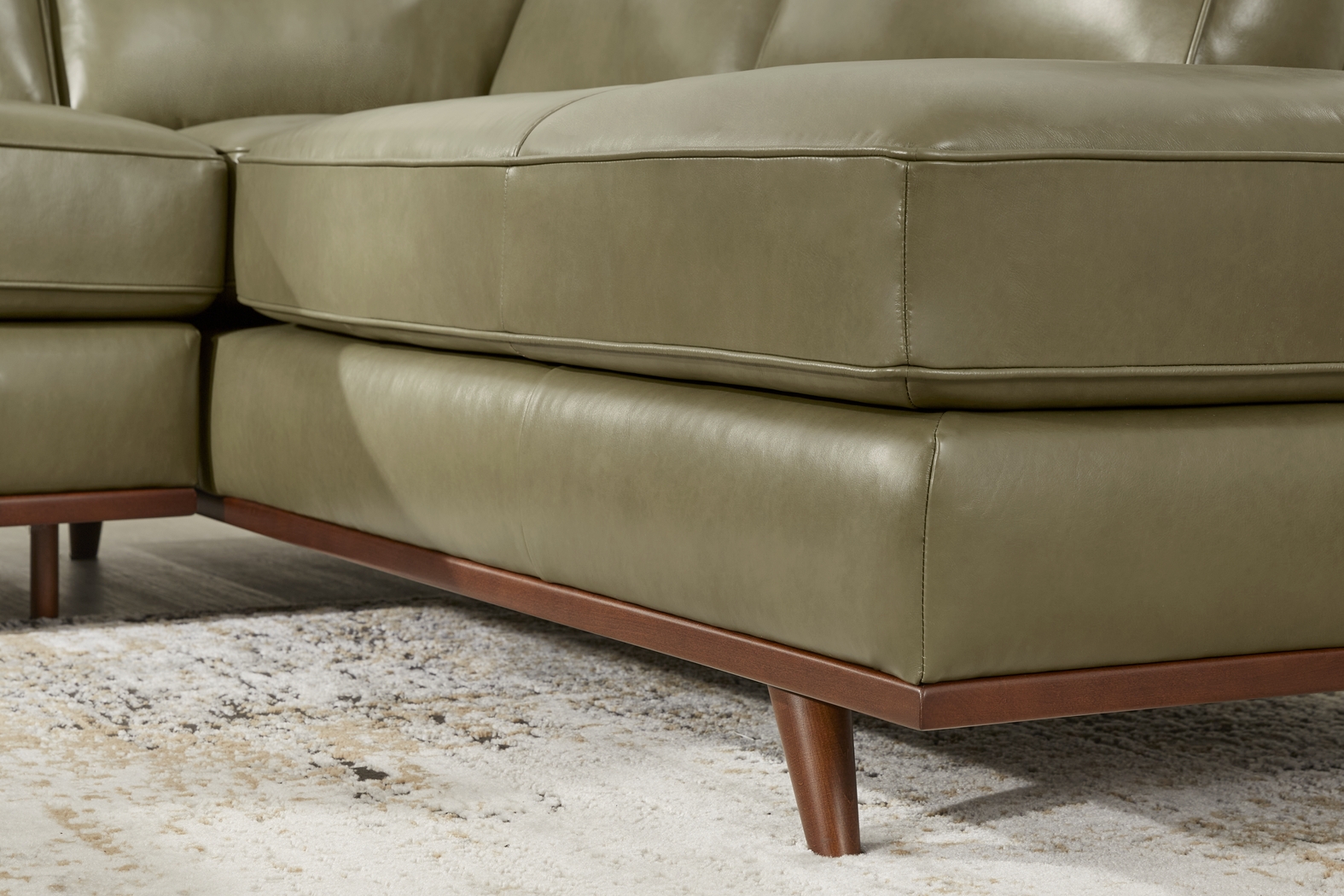 Duluth Olive Leather 6 Pc Sectional Living Room - Thumbnail - Image 4