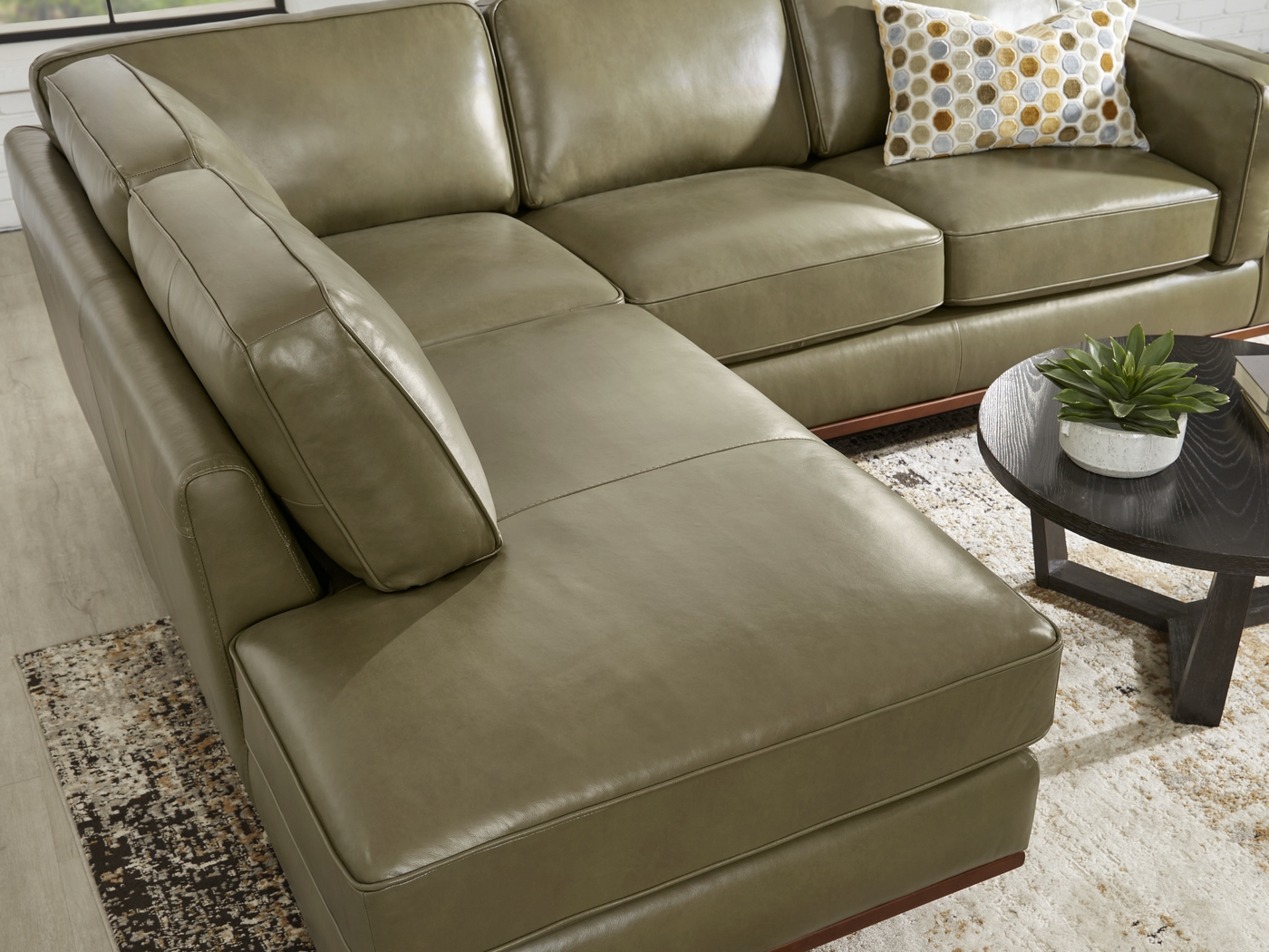 Duluth Olive Leather 2 Pc Sectional - Thumbnail - Image 3