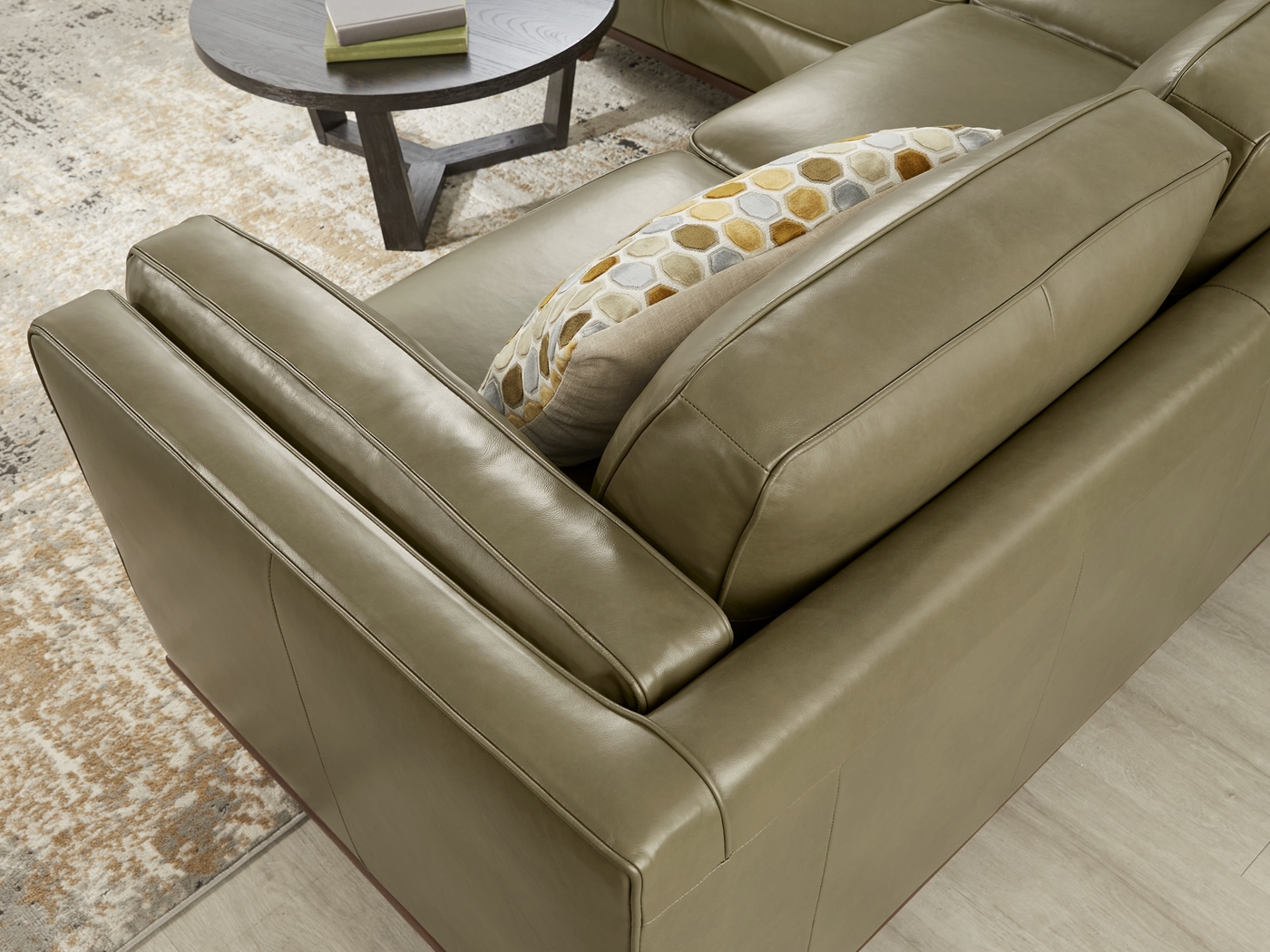 Duluth Olive Leather 6 Pc Sectional Living Room - Thumbnail - Image 5