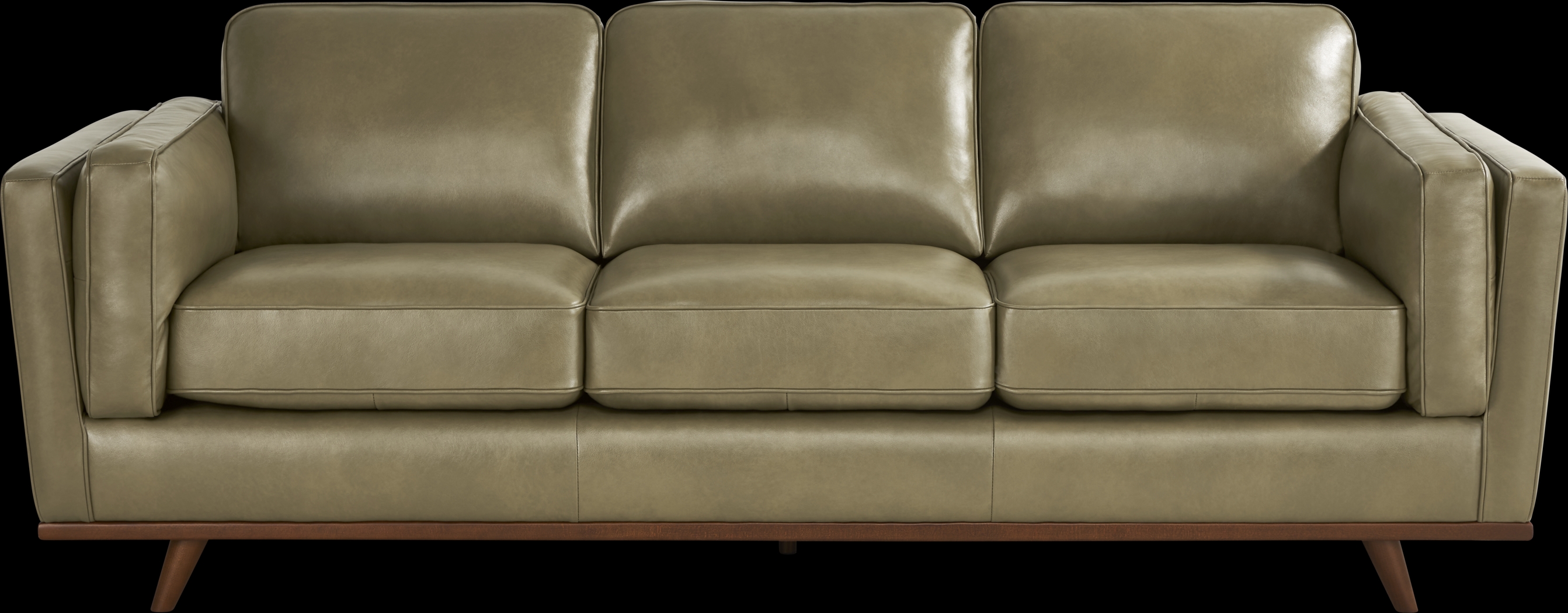 Duluth Olive Leather Gel Foam Sleeper Sofa - Thumbnail - Image 1