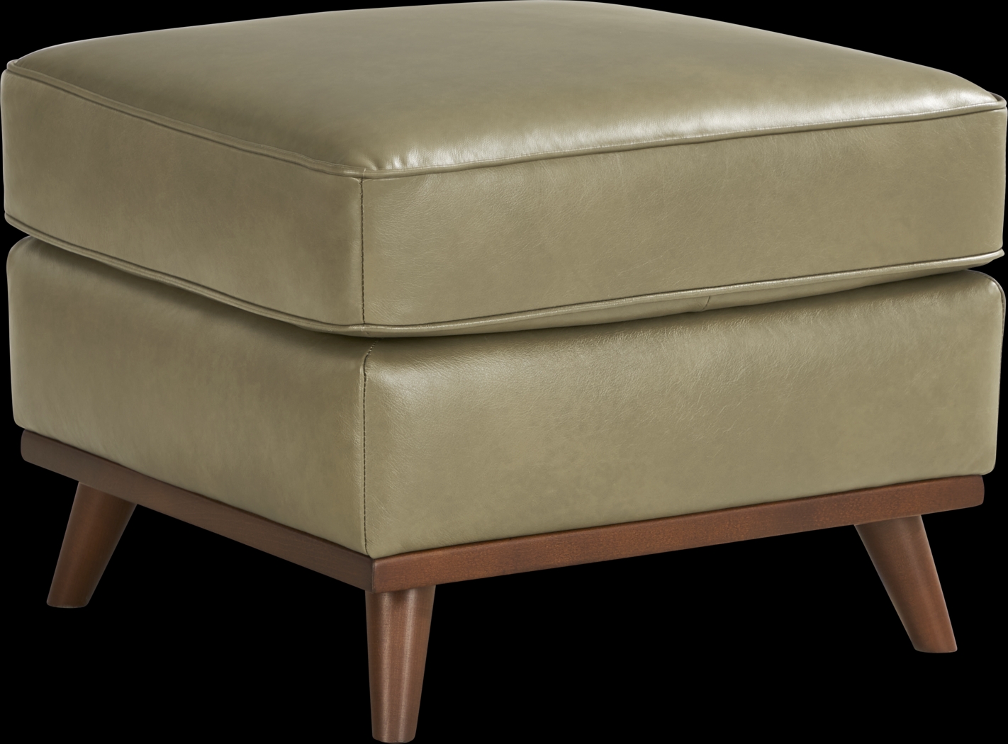 Duluth Olive Leather Ottoman - Thumbnail - Image 1