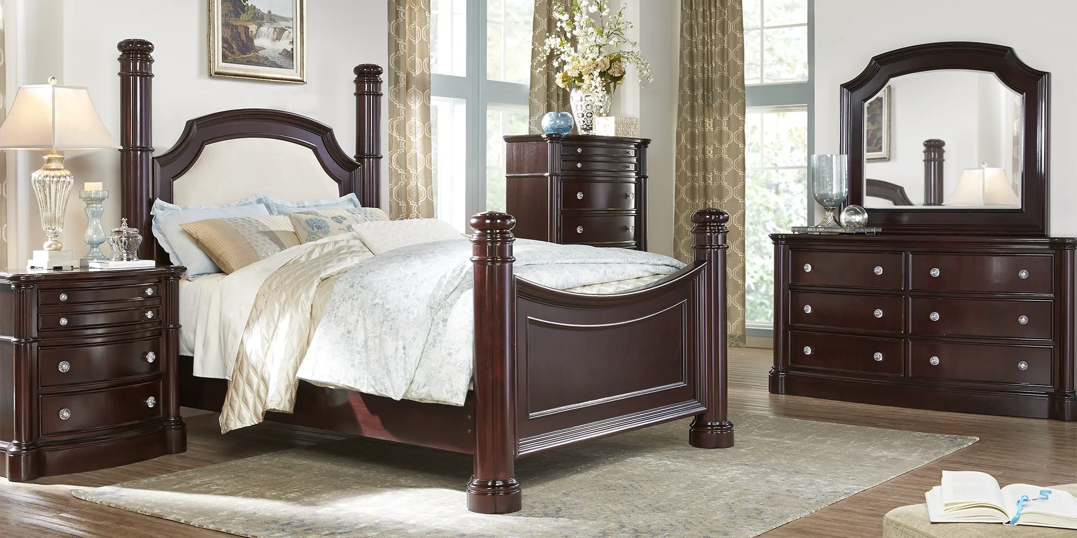 Dumont Cherry 3 Pc Queen Low Poster Bed - Thumbnail - Image 2