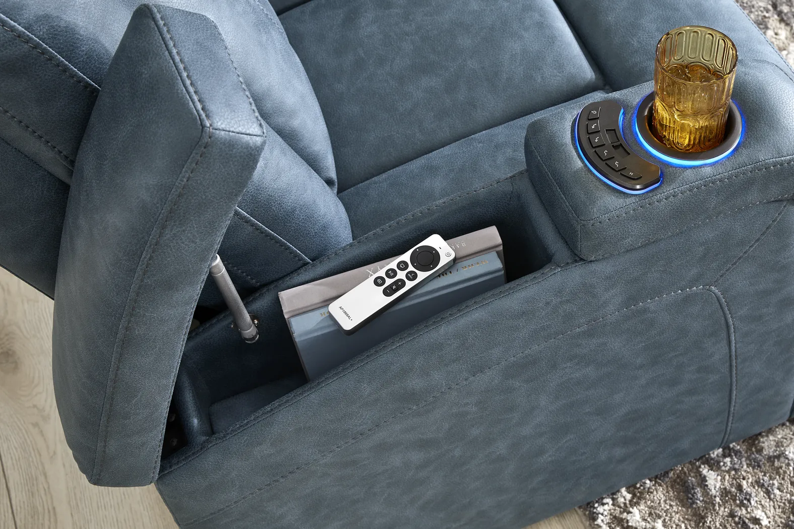 Dumont Cobalt Dual Power Reclining Sofa - Image 8