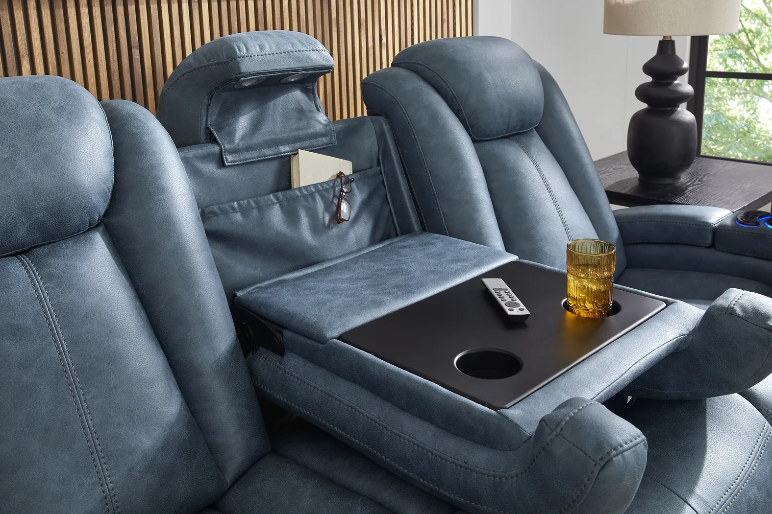 Dumont Cobalt Dual Power Reclining Sofa - Image 13