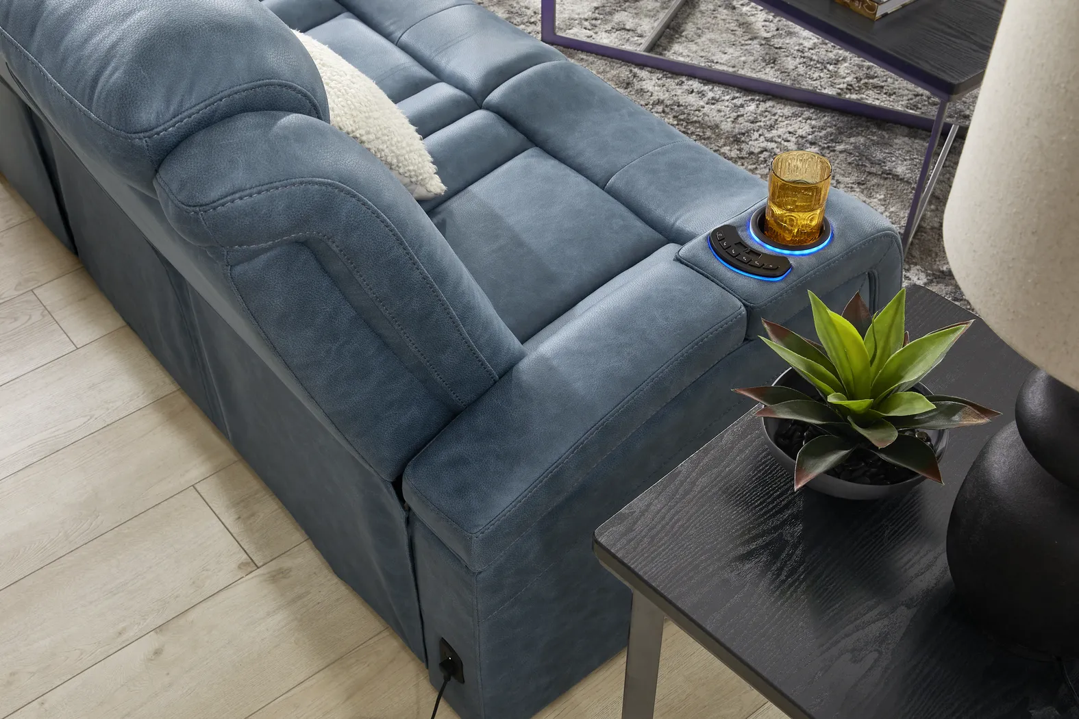 Dumont Cobalt Dual Power Reclining Sofa - Image 3