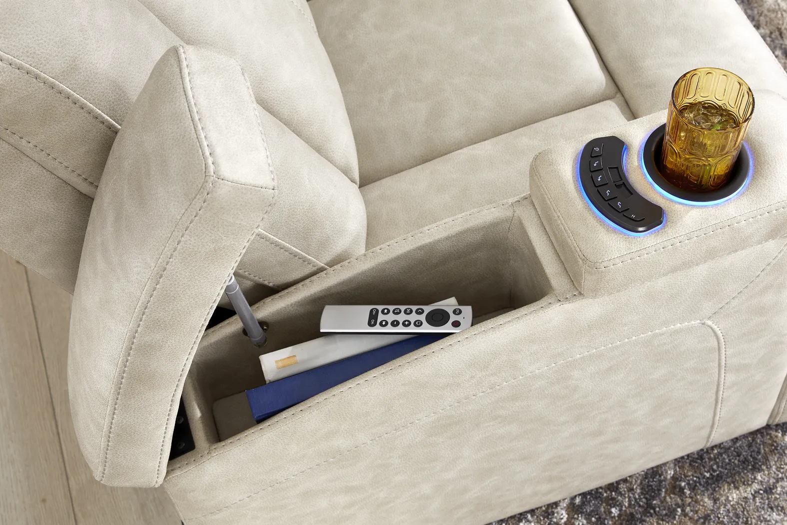 Dumont Ivory Dual Power Reclining Sofa - Image 9