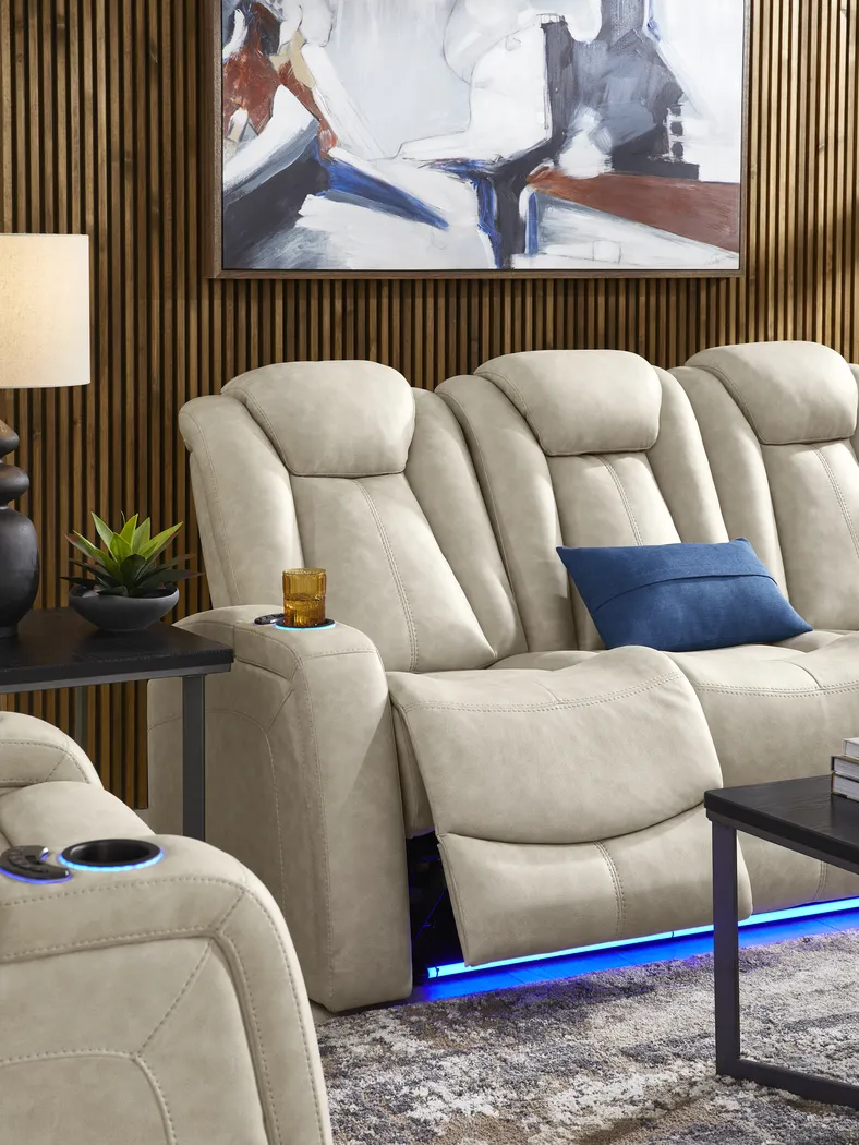 Dumont Ivory Dual Power Reclining Sofa - Image 3