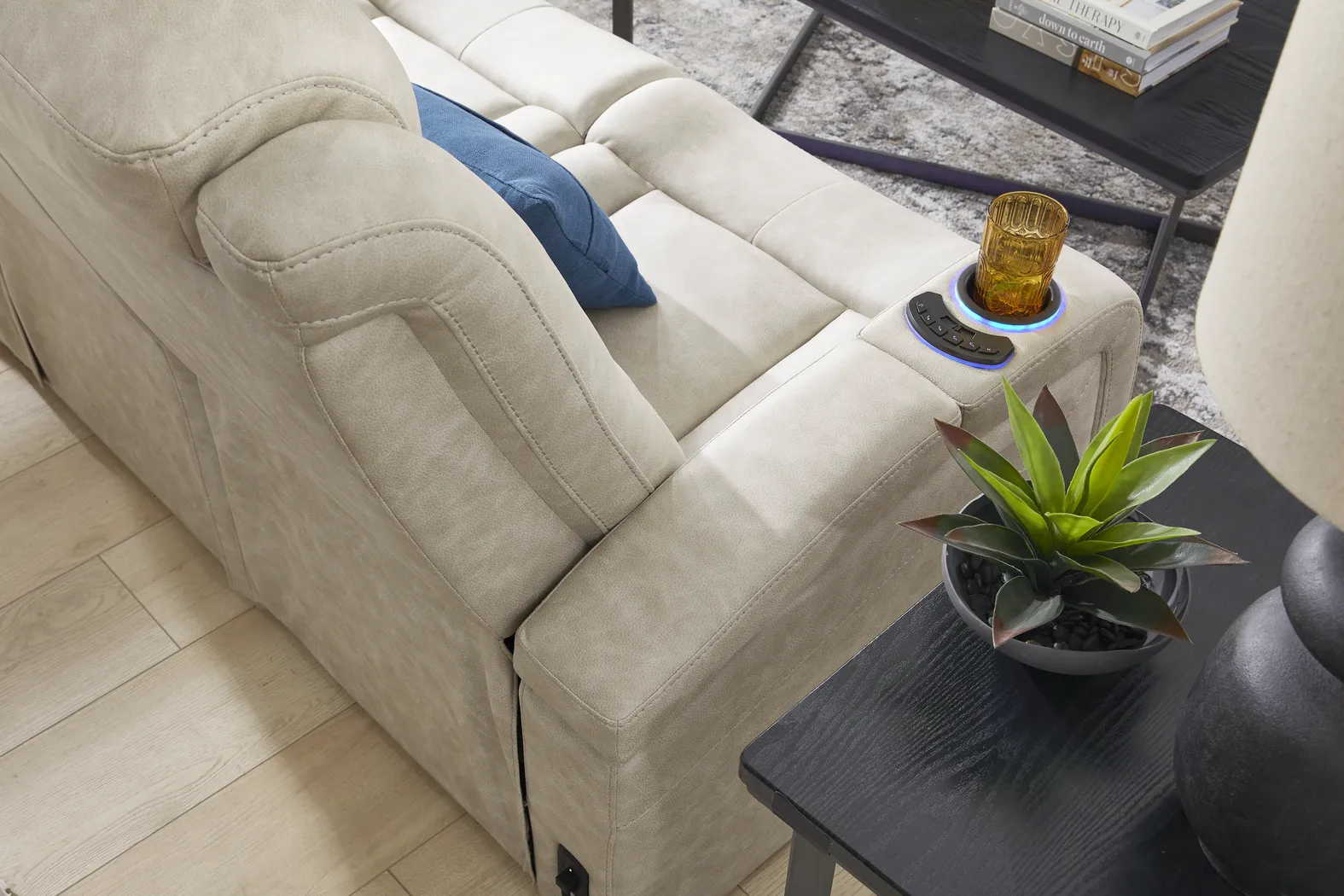 Dumont Ivory Dual Power Reclining Sofa - Image 4