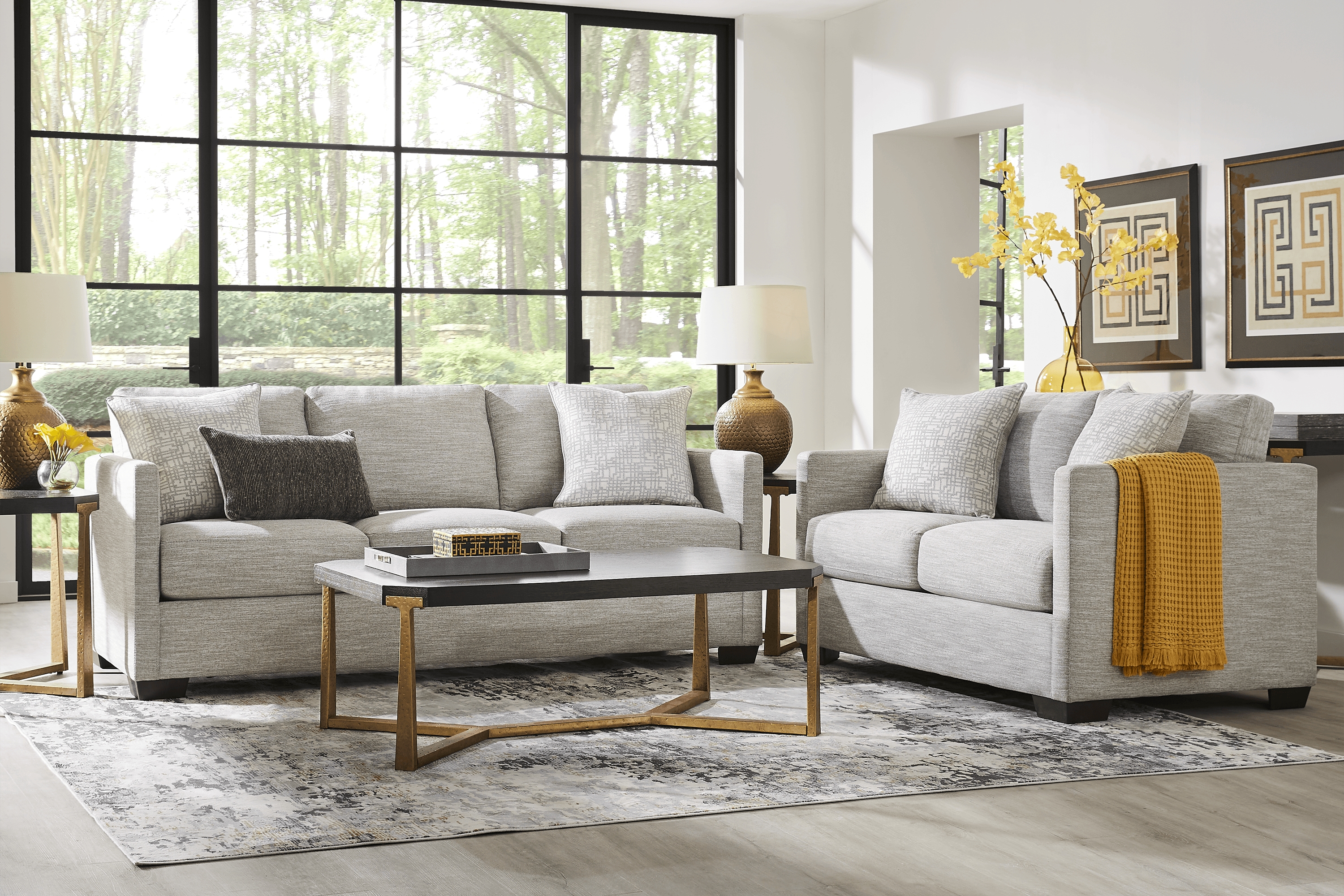 Dumont Place Light Gray 7 Pc Living Room with Sleeper Sofa - Thumbnail - Image 1