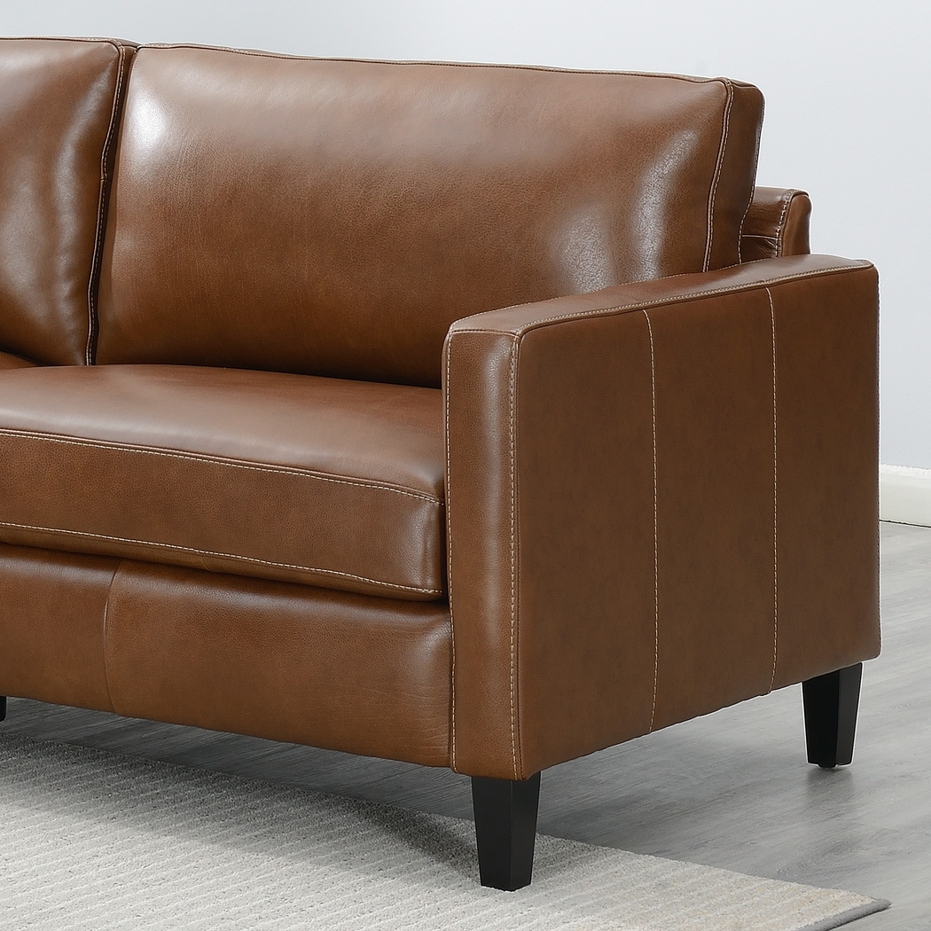 Duncan Brown Leather Sofa - Thumbnail - Image 4