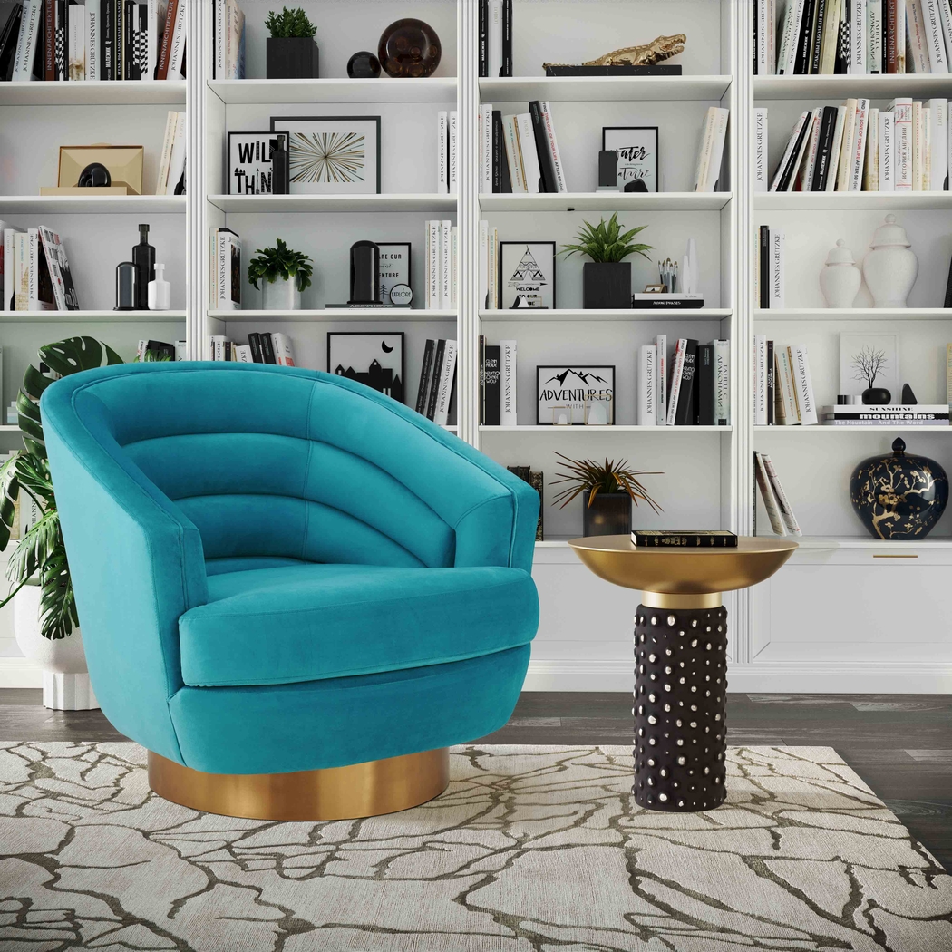 Dunlawn Blue Swivel Accent Chair - Thumbnail - Image 2