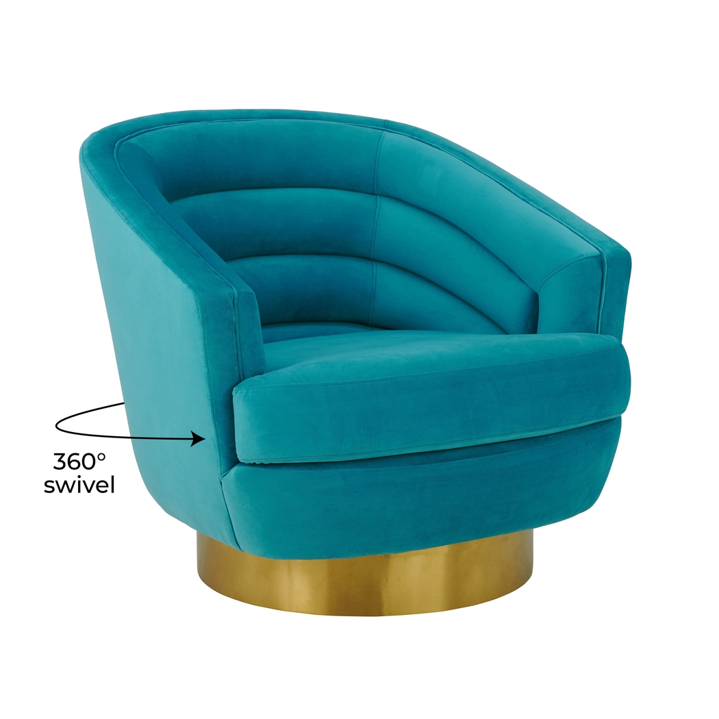 Dunlawn Blue Swivel Accent Chair - Thumbnail - Image 3