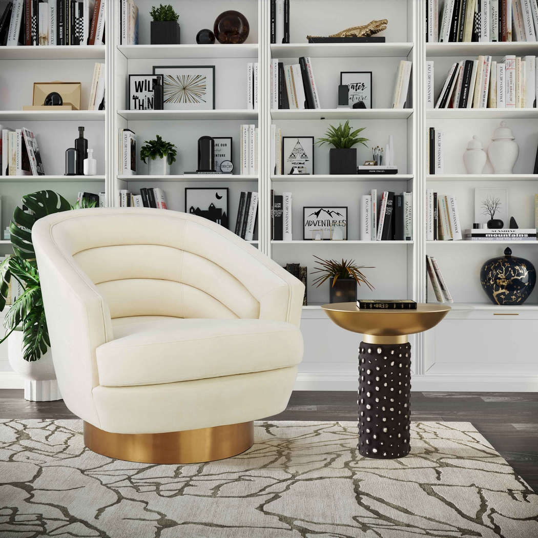 Dunlawn Cream Swivel Accent Chair - Thumbnail - Image 2