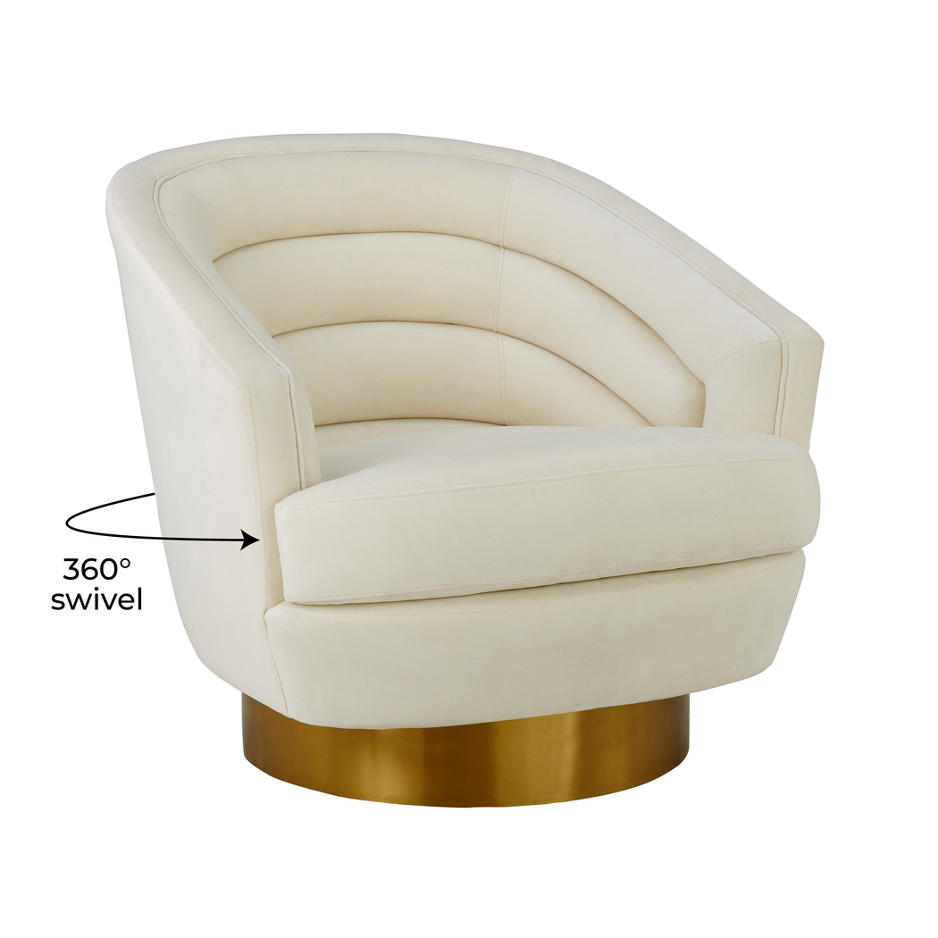 Dunlawn Cream Swivel Accent Chair - Thumbnail - Image 6