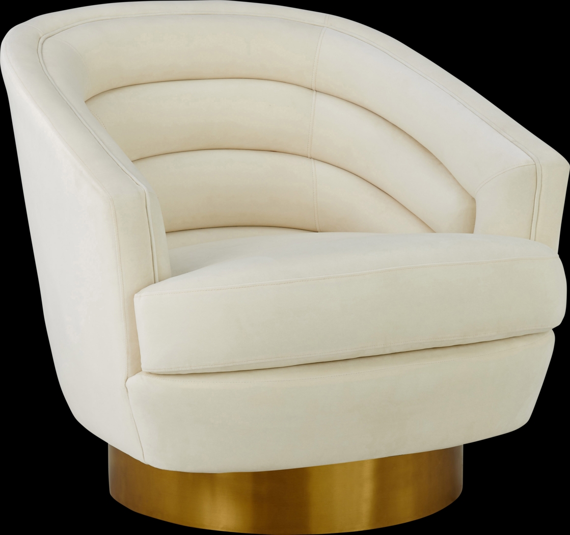 Dunlawn Cream Swivel Accent Chair - Thumbnail - Image 1