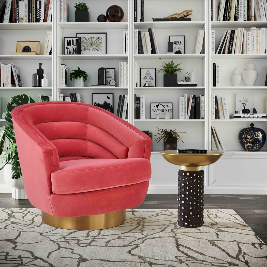 Dunlawn Pink Swivel Accent Chair - Thumbnail - Image 2