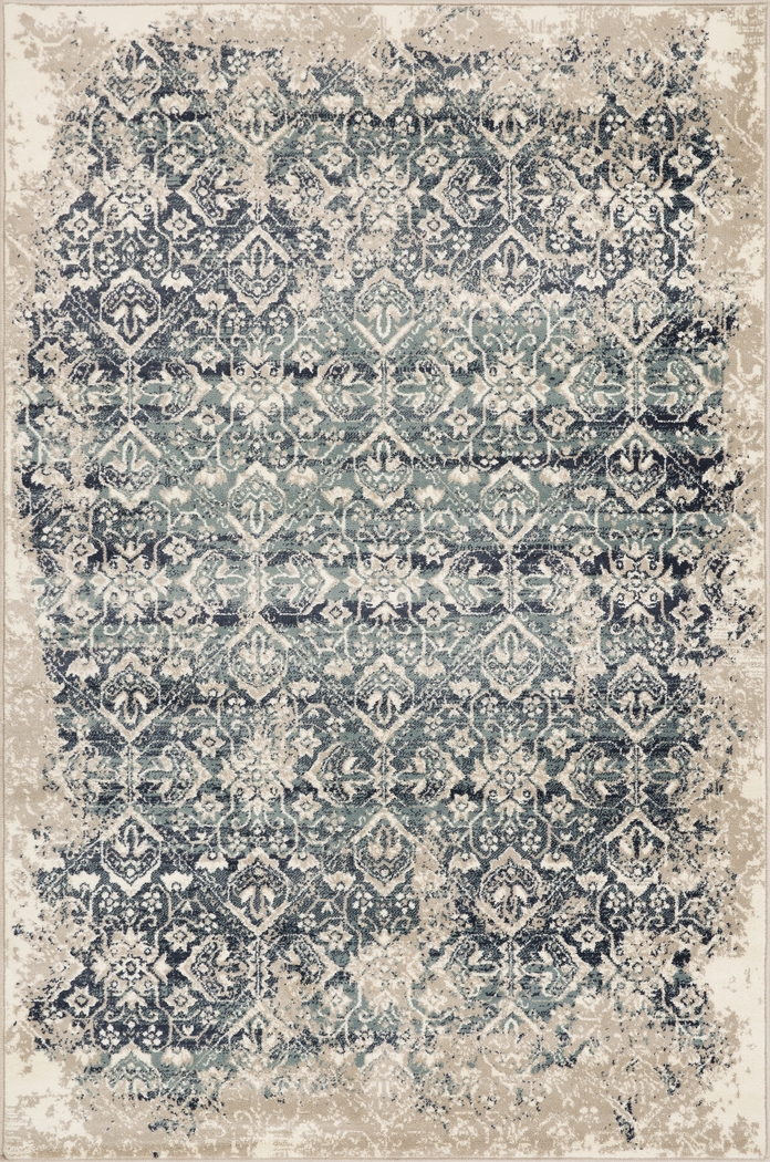 Dunnora Ivory/Blue 7'7 x 10'10 Rug - Thumbnail - Image 1
