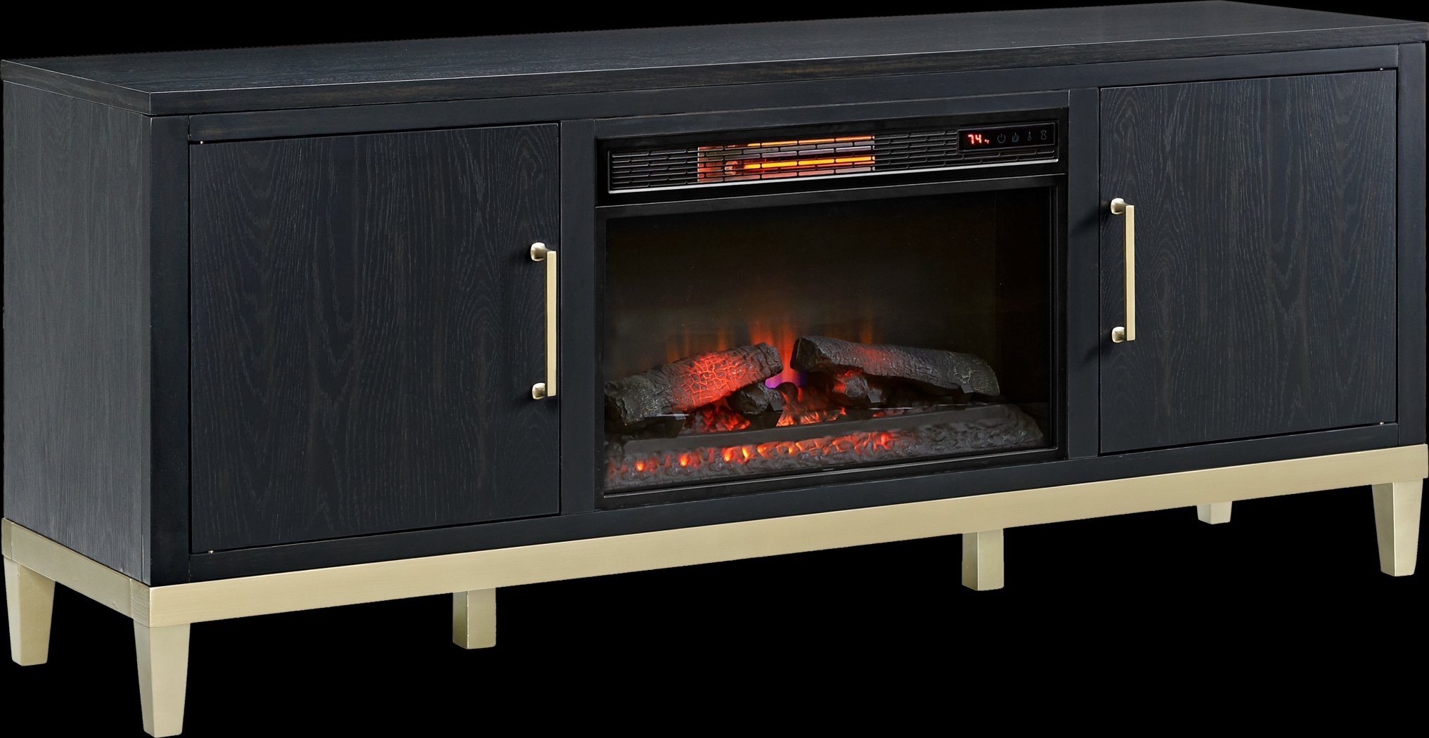 Dunuggan Black 70 in. Console with Electric Fireplace - Thumbnail - Image 3