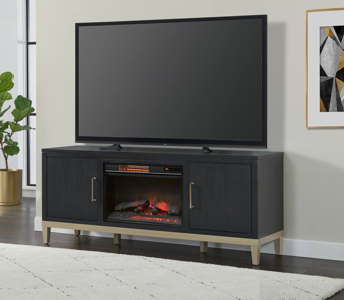 Dunuggan Black 70 in. Console with Electric Fireplace - Thumbnail - Image 5