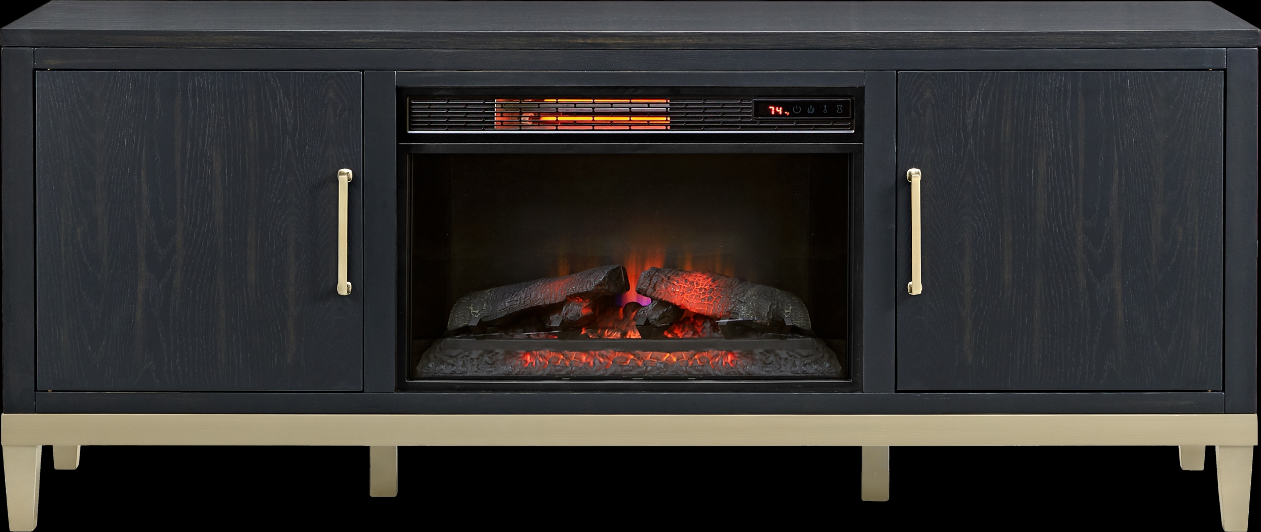Dunuggan Black 70 in. Console with Electric Fireplace - Thumbnail - Image 1