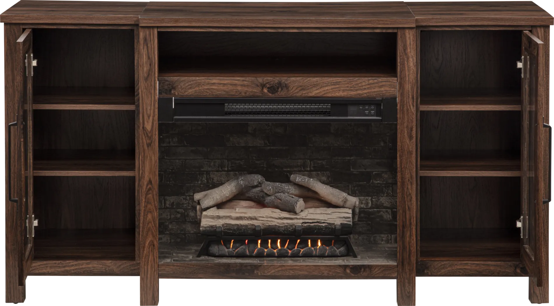 Durnan Brown 60 in. Console with Electric Fireplace - Thumbnail - Image 11