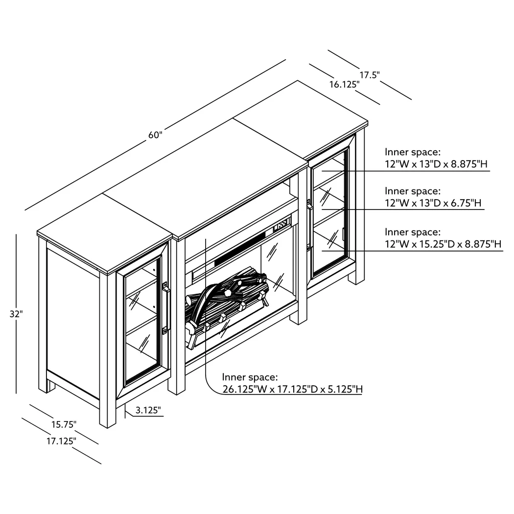 Durnan Brown 60 in. Console with Electric Fireplace - Thumbnail - Image 13