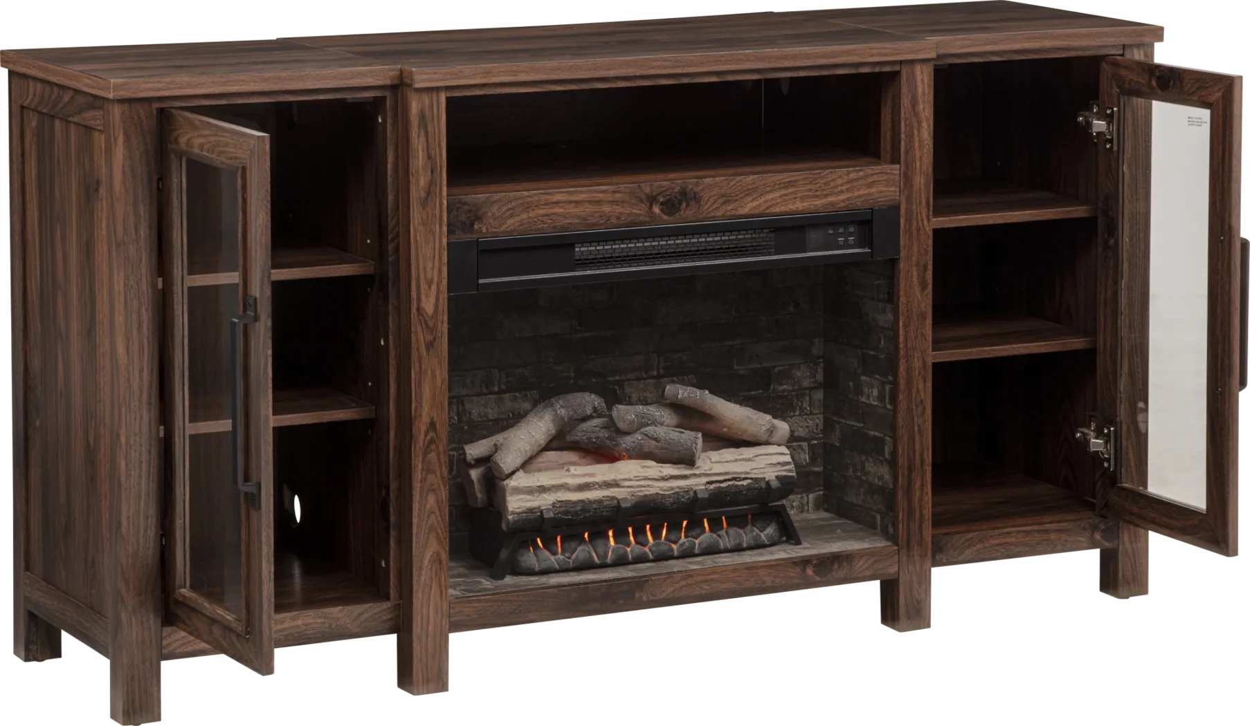 Durnan Brown 60 in. Console with Electric Fireplace - Thumbnail - Image 16