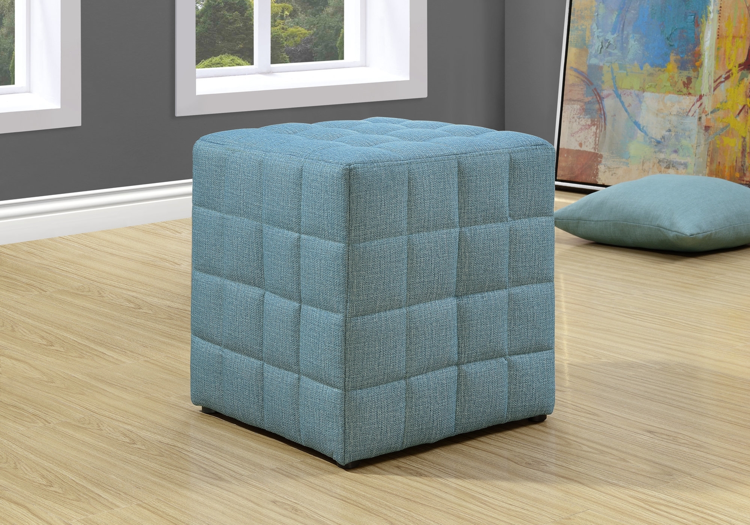 Durrett Blue Ottoman - Thumbnail - Image 2