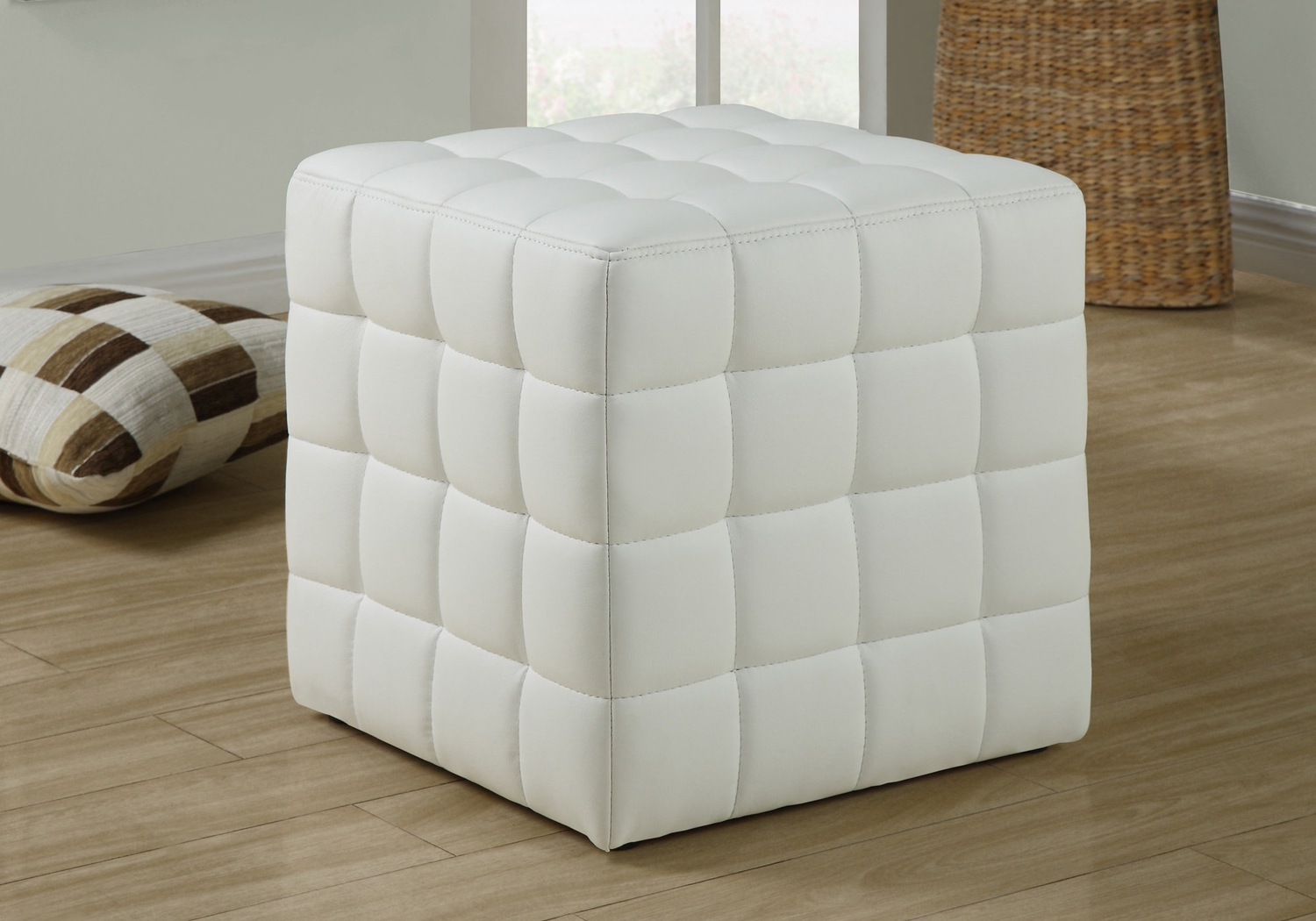Durrett White Ottoman - Thumbnail - Image 2