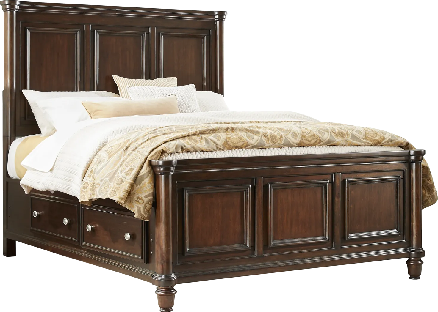 Durrington Brown Cherry 3 Pc Queen Storage Bed - Thumbnail - Image 1