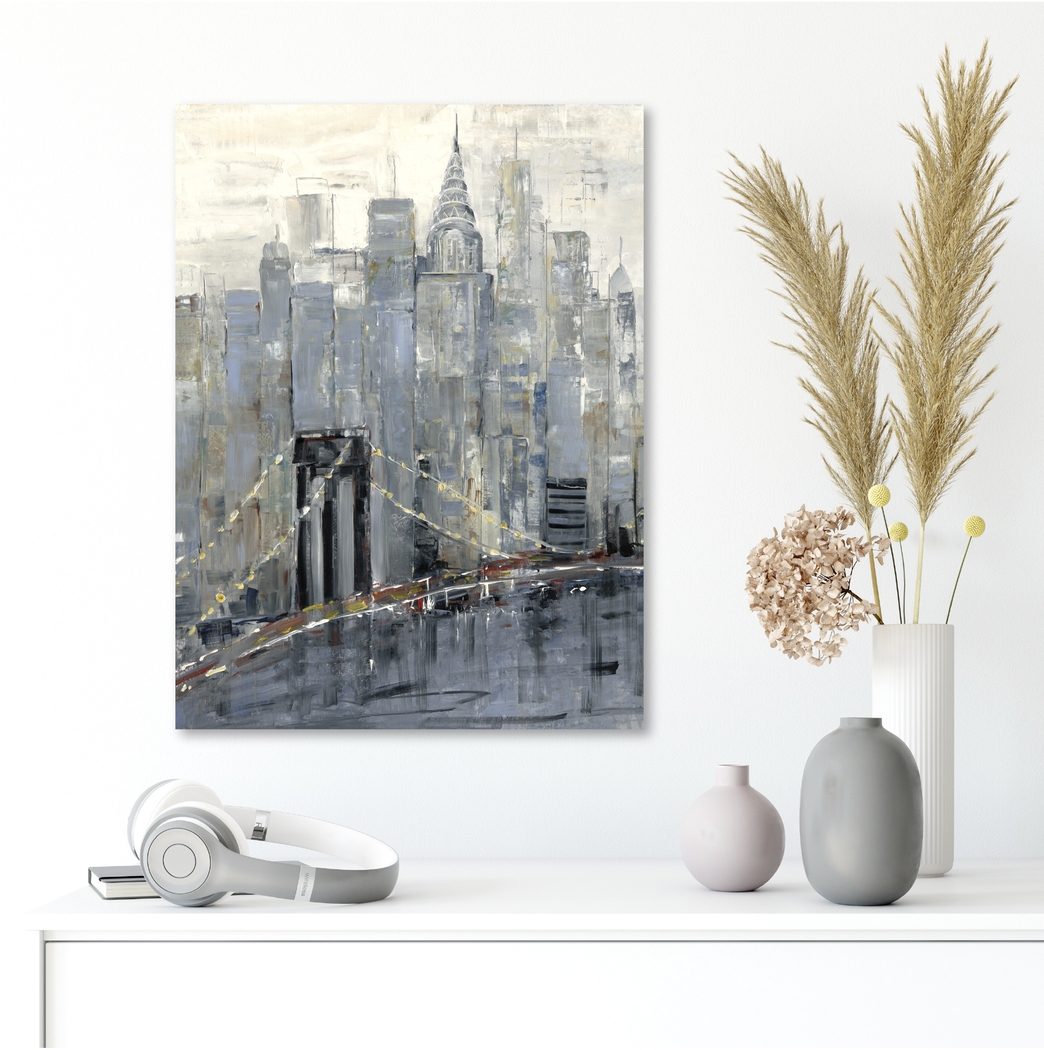 Dusk Skyline Gray Canvas Artwork - Thumbnail - Image 2