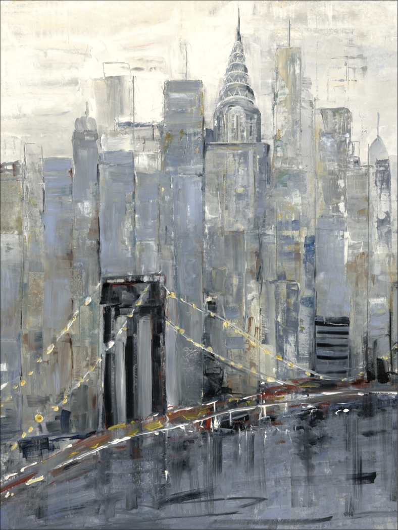 Dusk Skyline Gray Canvas Artwork - Thumbnail - Image 1