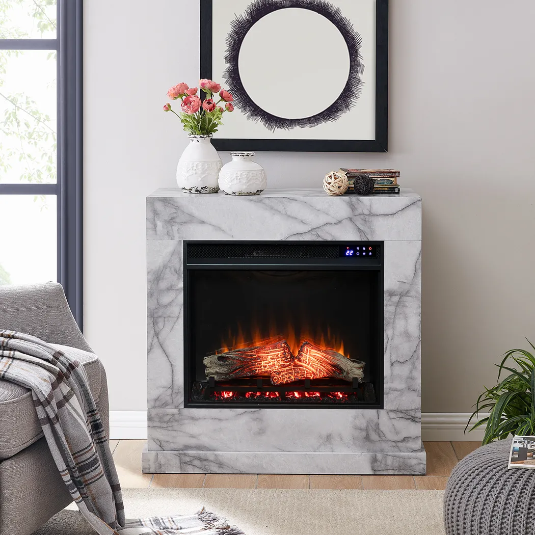 Dymalor IV White 33 in. Console, With Touch Panel Electric Fireplace - Image 5