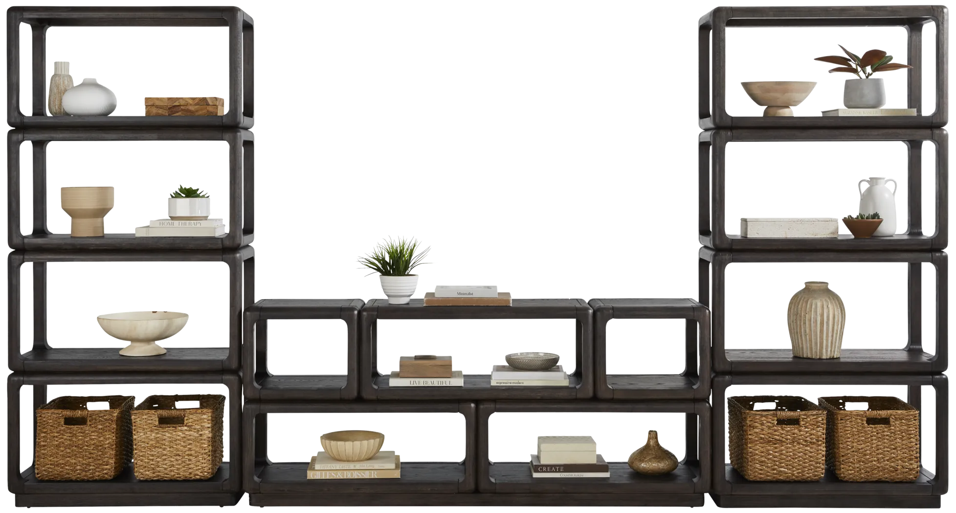 Eaglebrooke Brown 3 Pc Wall Unit with 70 in. Credenza - Thumbnail - Image 2