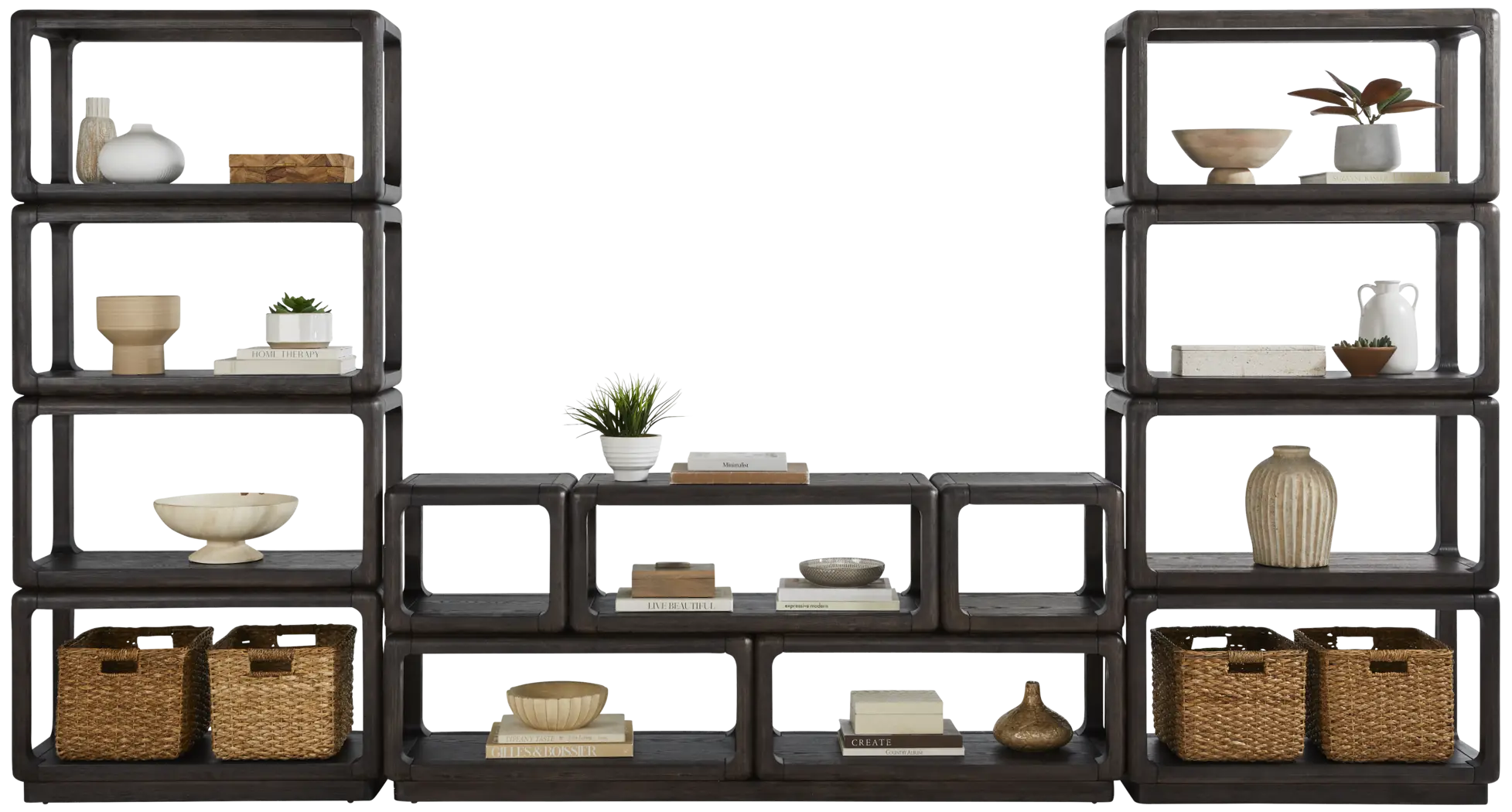 Eaglebrooke Brown 3 Pc Wall Unit with 70 in. Credenza - Thumbnail - Image 2