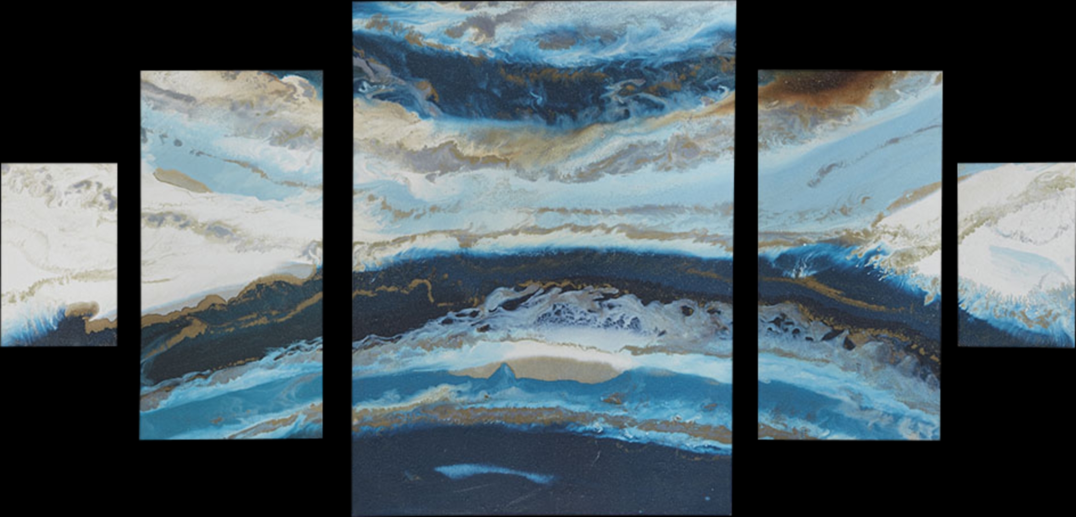 Earth's Surface Blue Artwork, Set of 5 - Thumbnail - Image 1