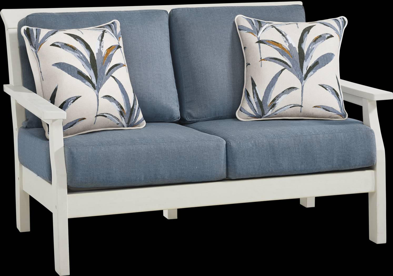 Eastlake White 4 Pc Outdoor Loveseat Seating Set with Agean Cushions - Thumbnail - Image 3