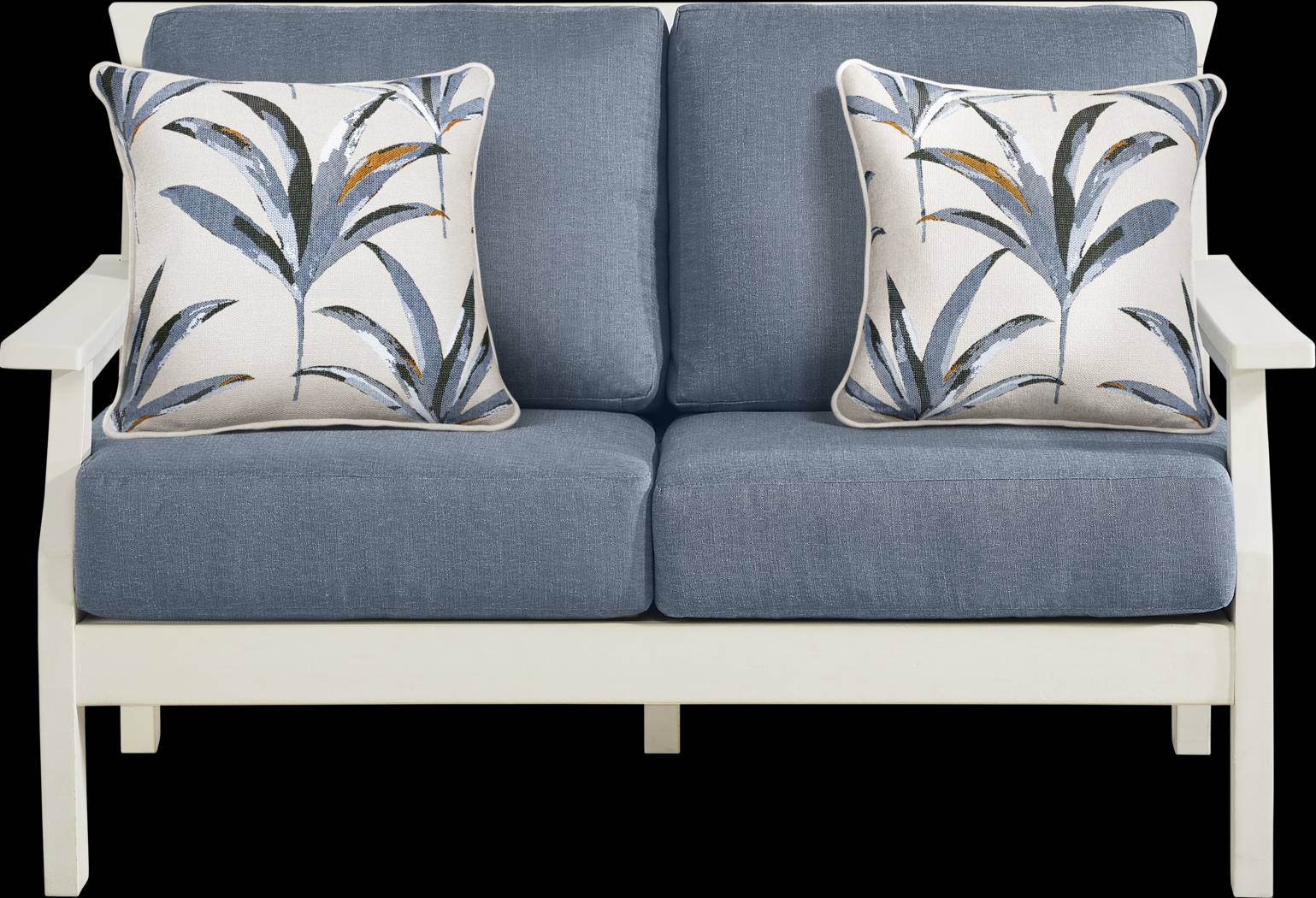 Eastlake White 4 Pc Outdoor Loveseat Seating Set with Agean Cushions - Thumbnail - Image 2