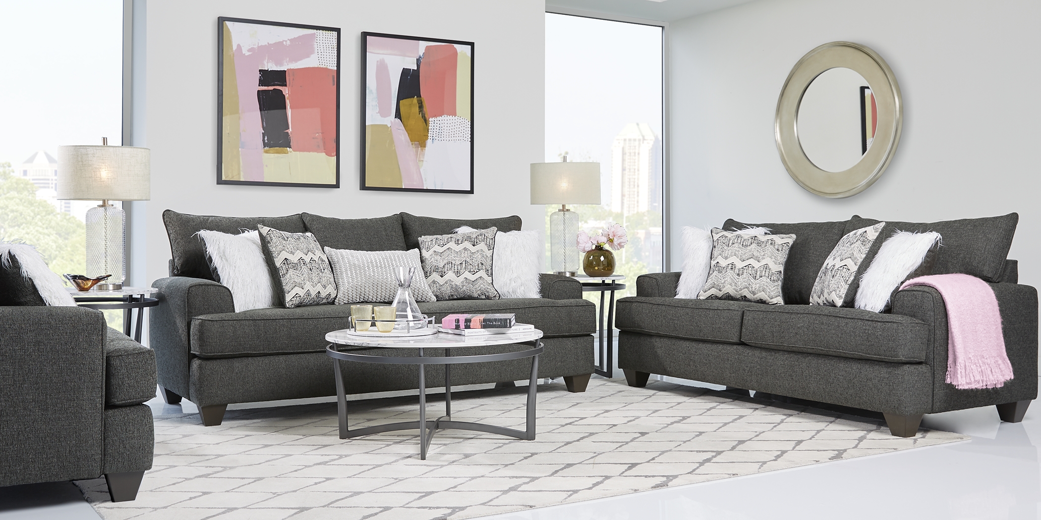East Bank Black 7 Pc Living Room - Thumbnail - Image 1