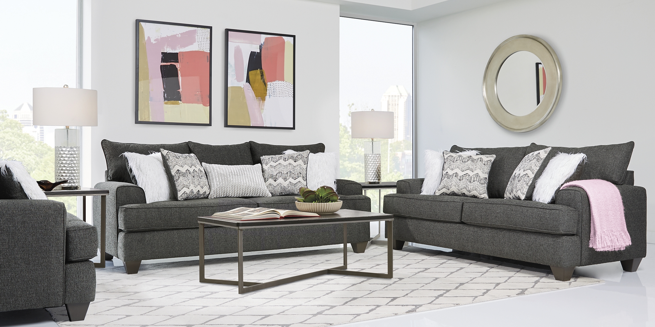 East Bank Black 7 Pc Living Room - Thumbnail - Image 1