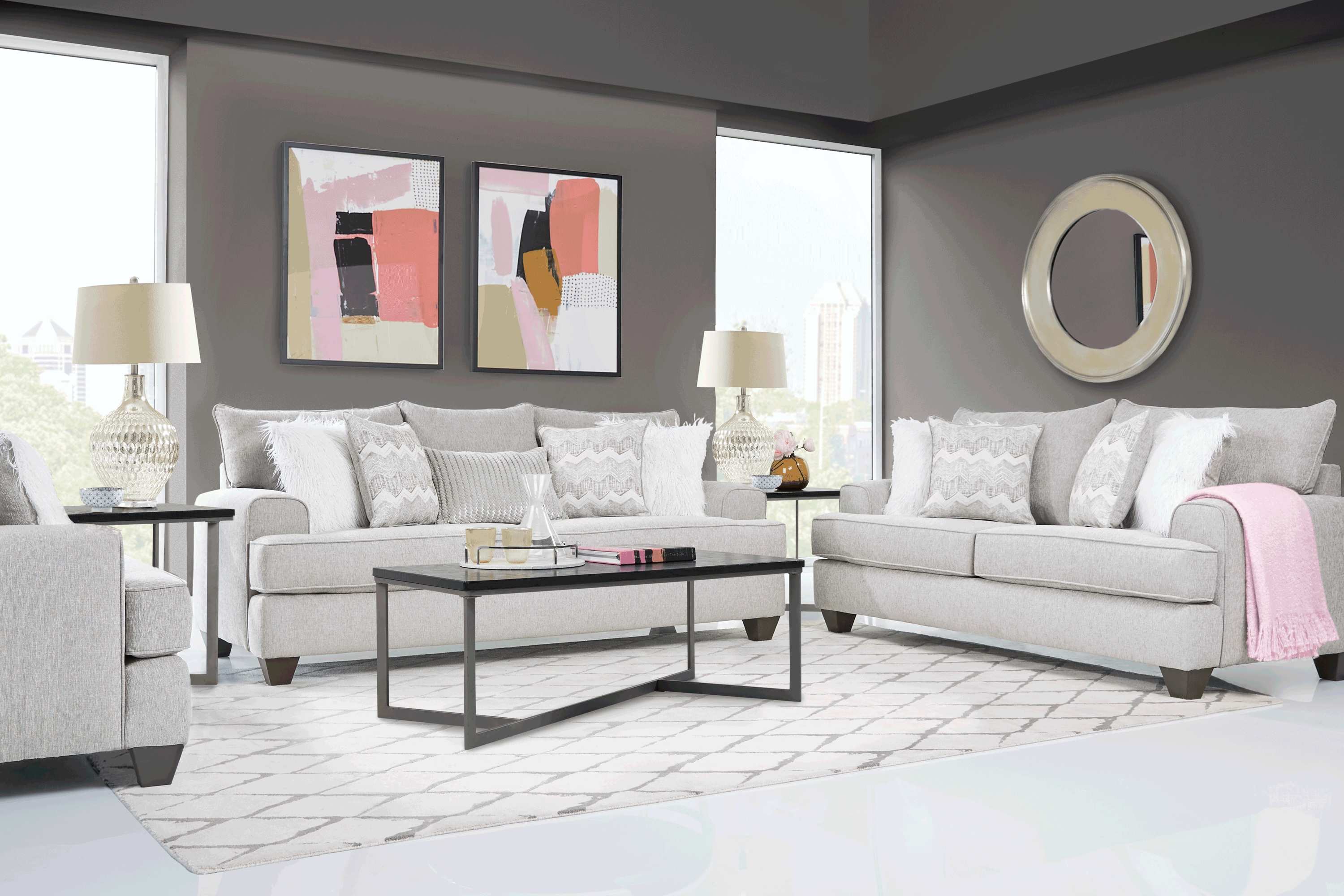 East Bank Gray 7 Pc Living Room with Sleeper Sofa - Thumbnail - Image 1