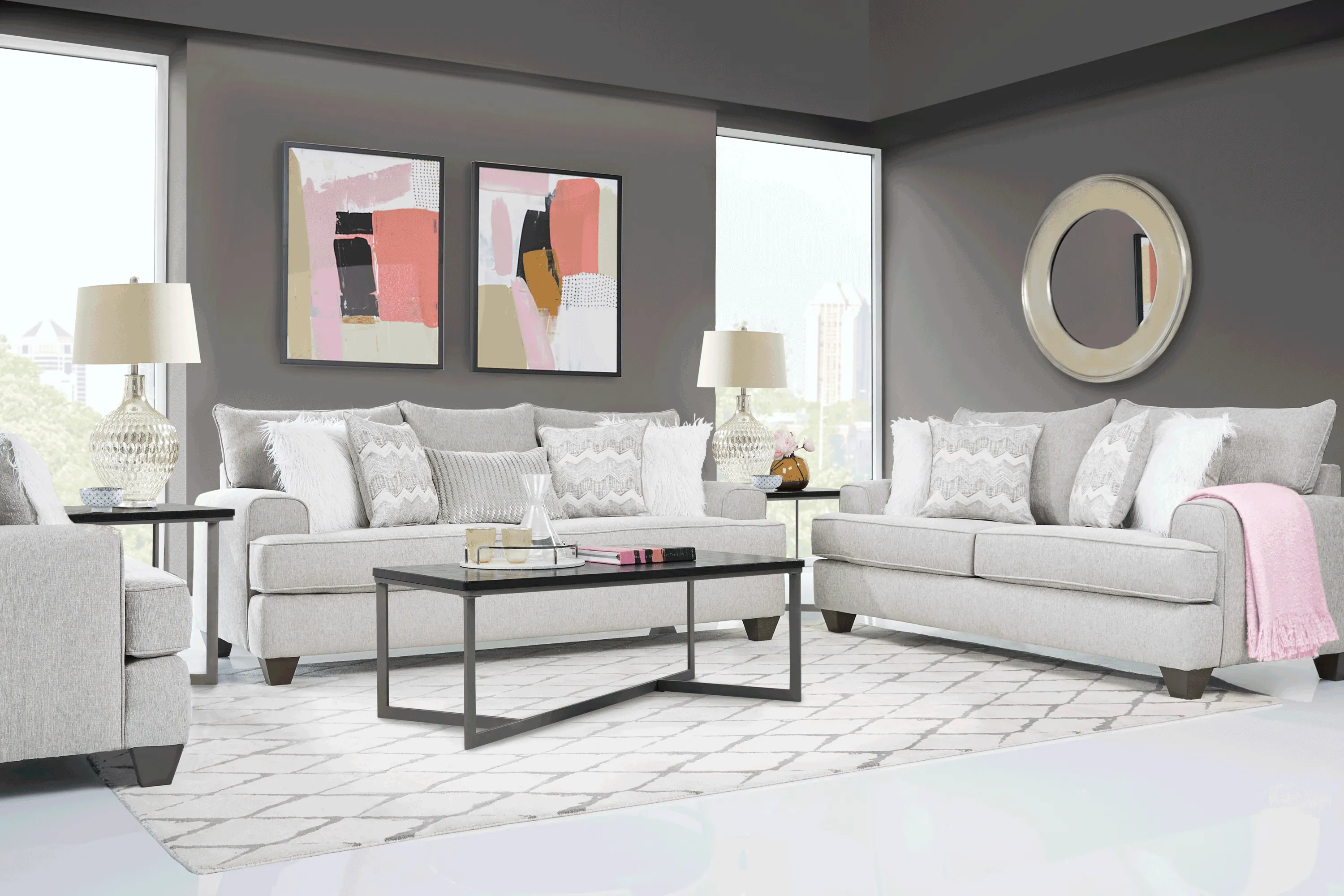 East Bank Gray 8 Pc Living Room Plus 65 in. TV - Thumbnail - Image 1