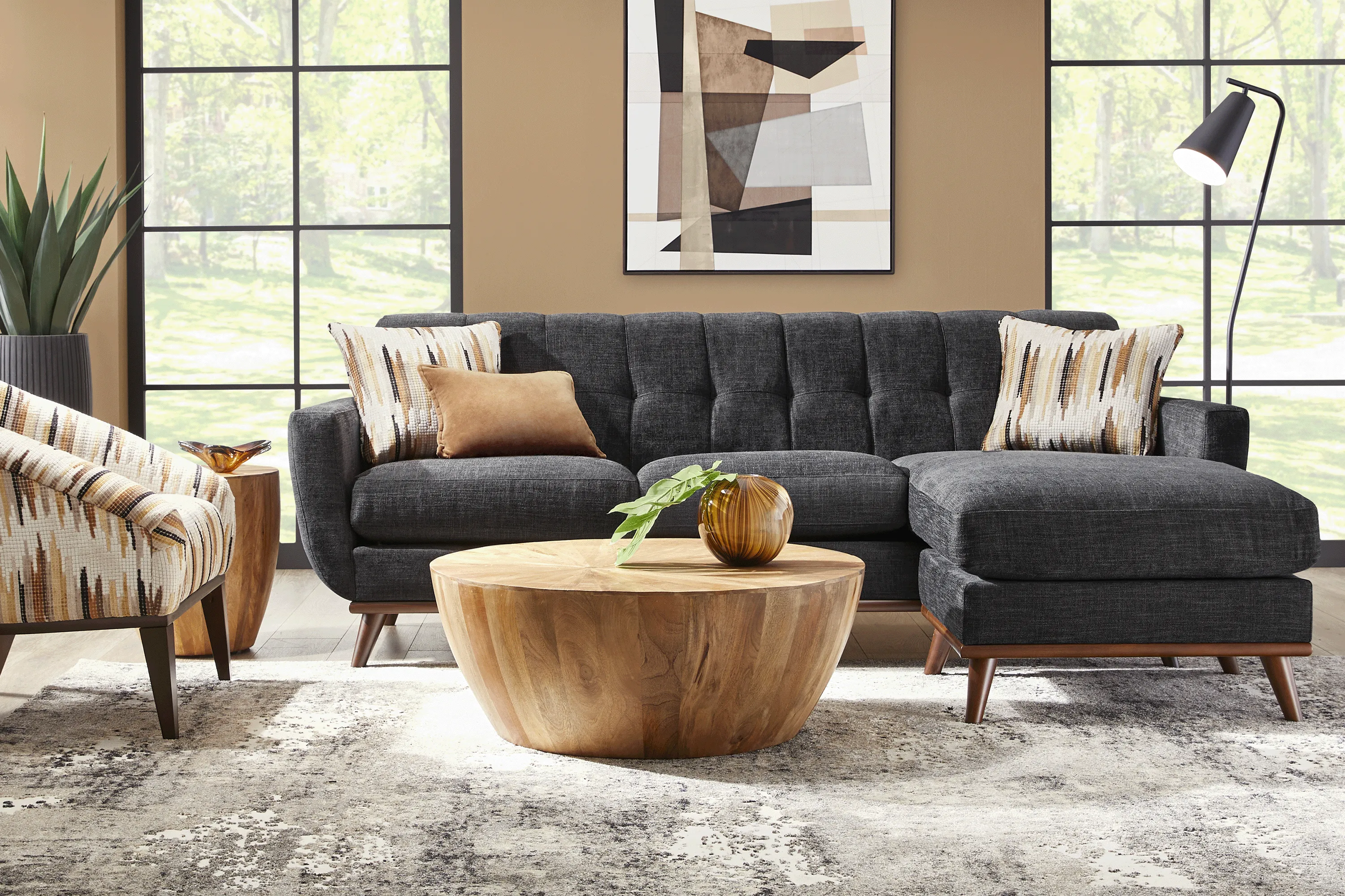 East Side Black 5 Pc Sectional Living Room - Thumbnail - Image 1
